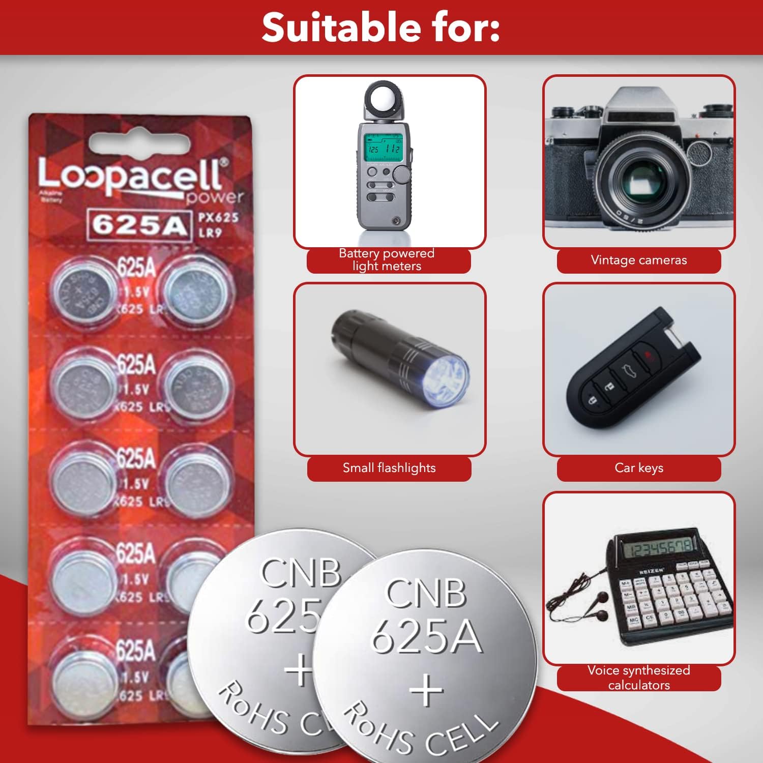 LOOPACELL 625A PX625A LR9 V625U PX625 Alkaline Battery - 1.5V Long Lasting Coin Cell Button Battery for Battery Powered Light Meters, Vintage Cameras, Small Flashlights, Car Keys - Image 5