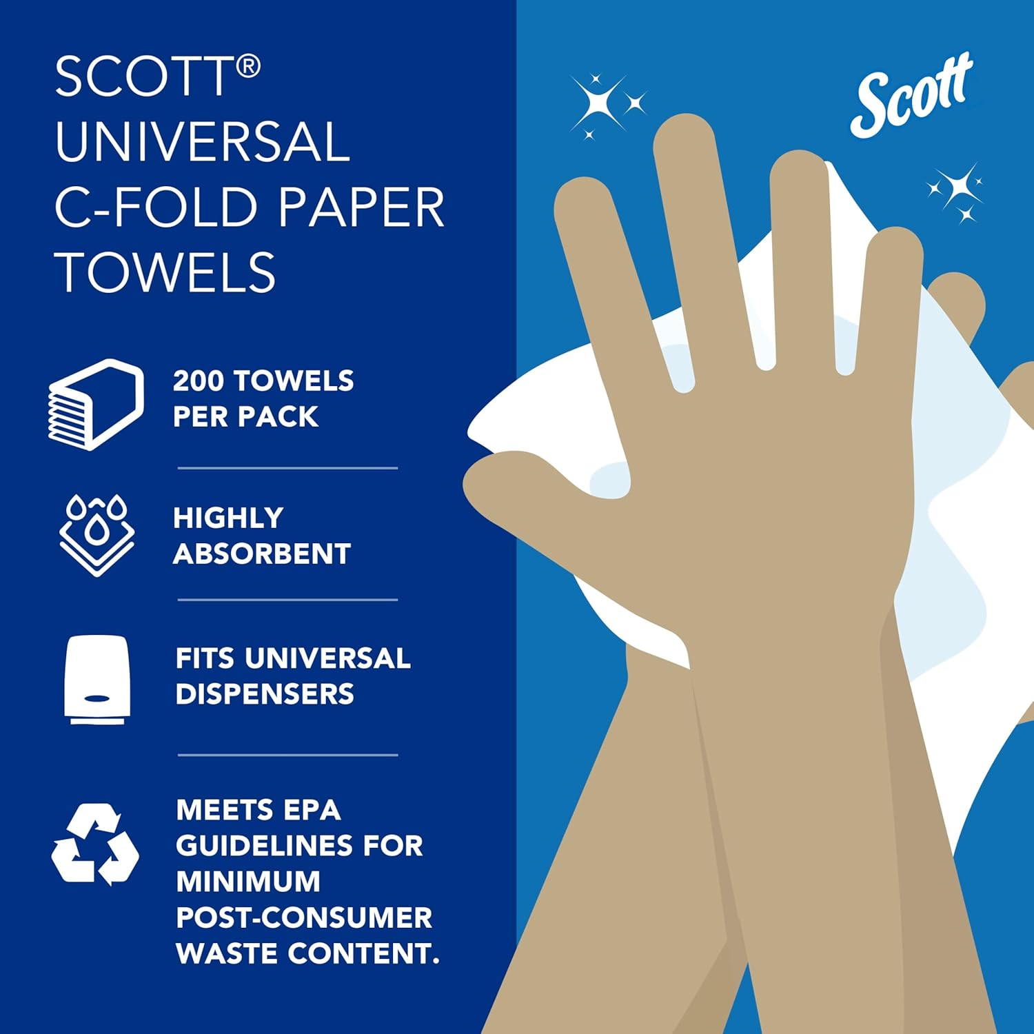 Scott Professional Essential C-Fold Folded Paper Towels, Bulk (01510), Fast-Drying Absorbency Pockets, 13.15"x10.125" Towel, White (200 Sheets/Pack, 12 Packs/Case, 2,400 Sheet Total) - Image 10