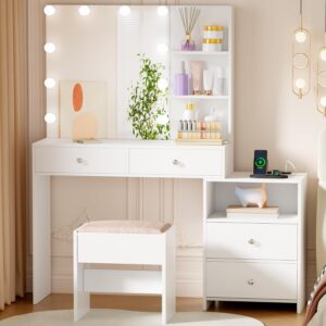 ANWBROAD Makeup Vanity Desk with Mi...