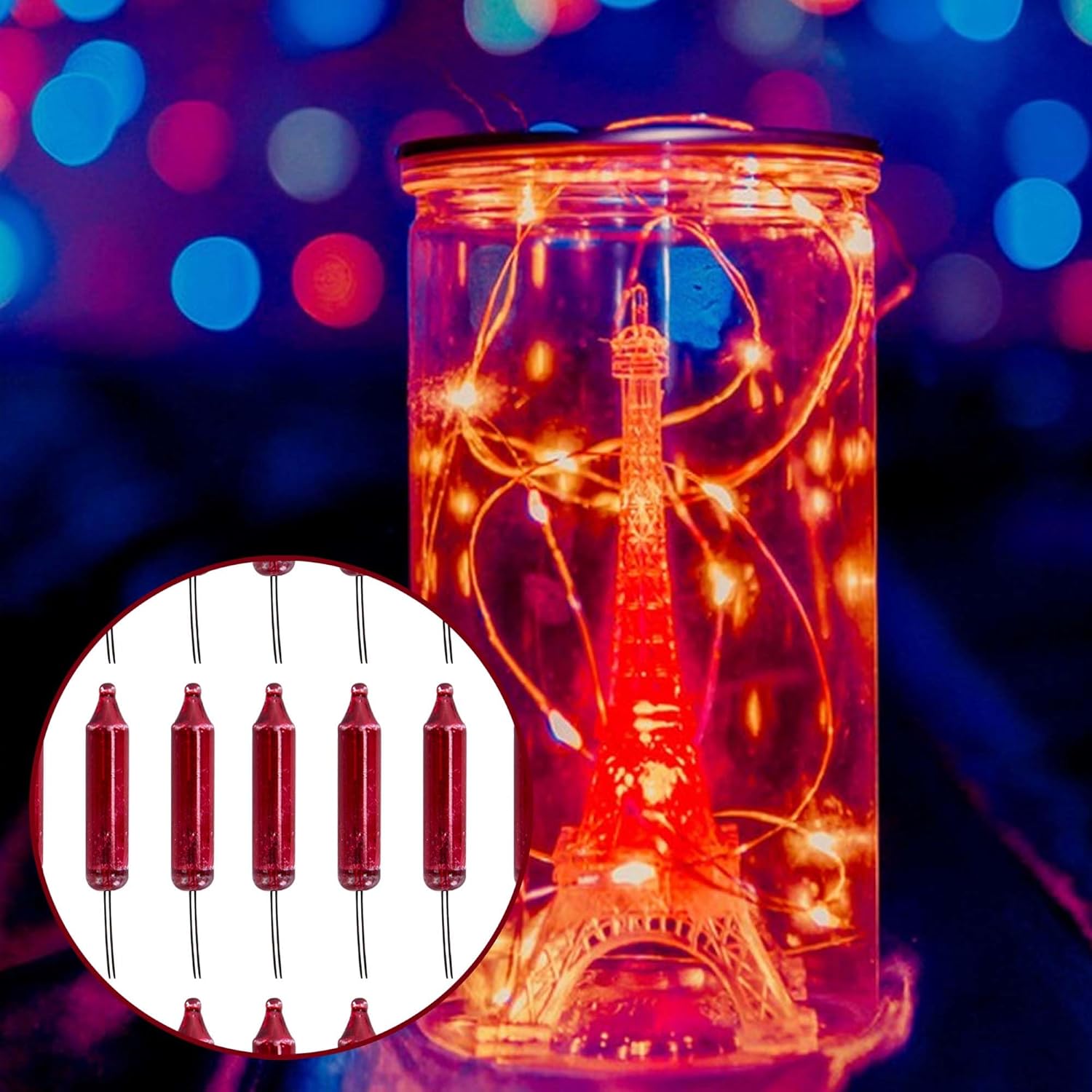 EBaokuup 100pcs Mini Christmas Replacement Light Bulbs - Red 2.5 Volt Replacement Christmas Lights - Tree Replacement Light Bulbs for New Year Valentine's Day Decorative - Image 5