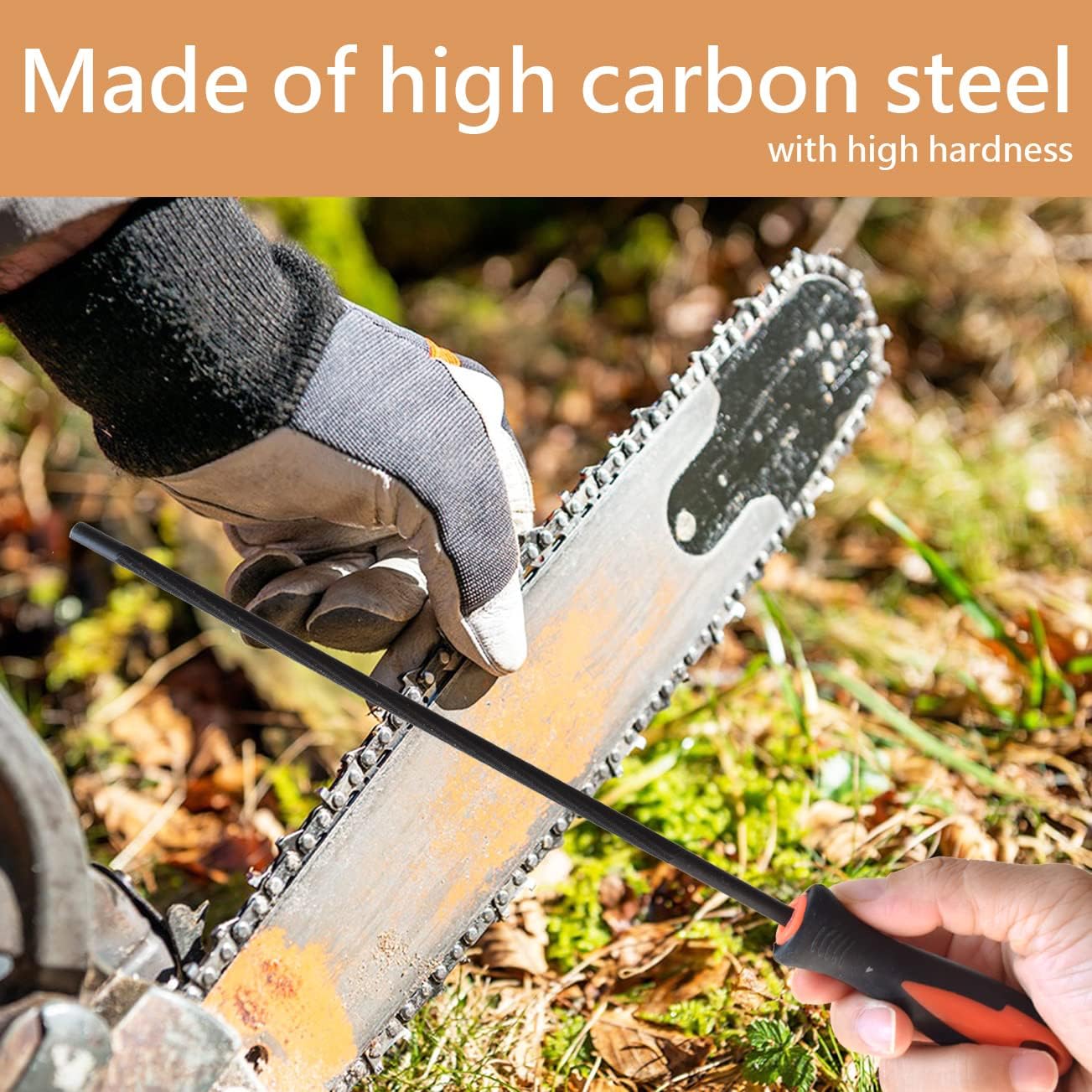 SKZIRI Chainsaw File Set with 3 Sizes 5/32, 7/32, 3/16 inch, 3PCS Chainsaw Sharpener Set Tool Kit Chain Sharpening File Sharpening File Steel with Plastic Handle Round Files for Chainsaw Chain - Image 3