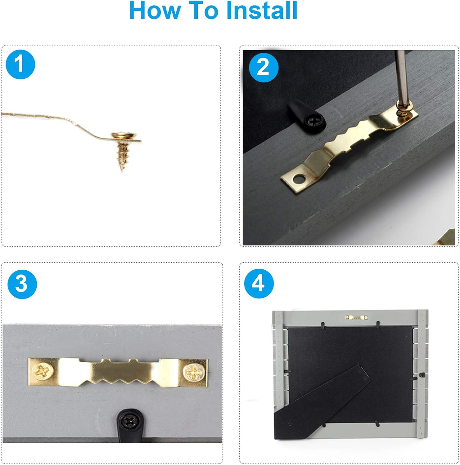 YHYZ Sawtooth Picture Hangers Bulk (Small ), 30pcs Gold Sawtooth Hangers / Hooks with 60pcs Screws, for Picture Frame Painting Photos Artwork Clock Home Decoration (30 Sets, Small) - Image 6