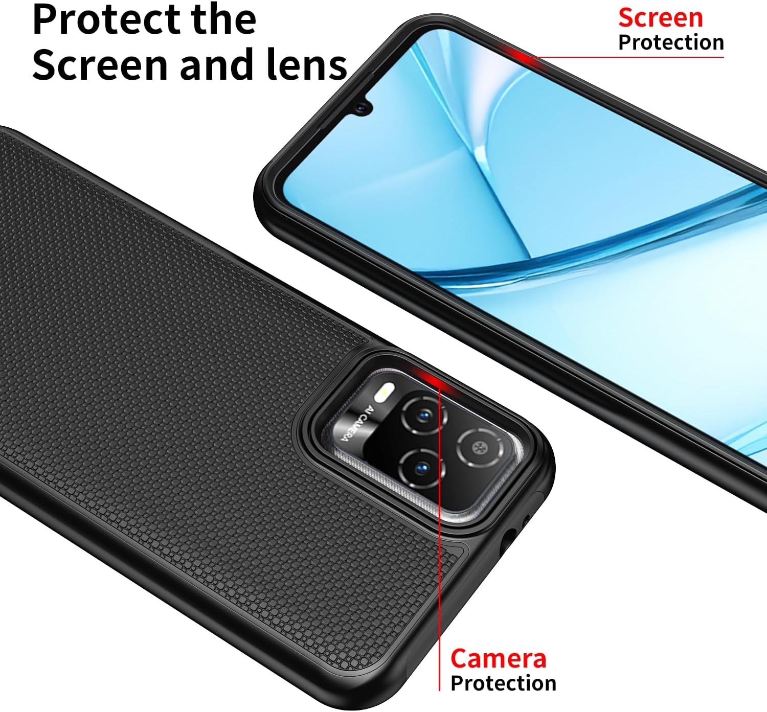 Mocotto for BLU View 5 Pro Phone Case with Tempered Glass Screen Protector,Dual Layer Heavy Duty Shockproof Protection Phone Case Cover for BLU View 5 Pro (Black) - Image 2