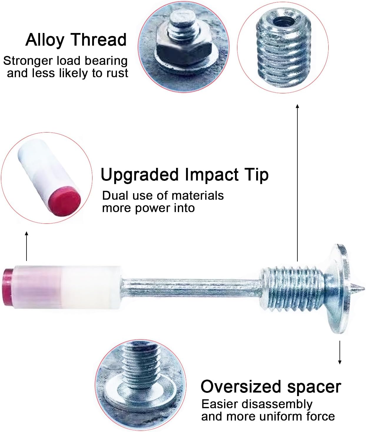 DLronwey Threaded Manual Steel Nail 50 pcs,Concrete Nail Wall Fastening Tool,for Concrete Ceiling Cable Ducts Fixed Slotting Device Repair Tool Home DIY Nail Gun Accessories - Image 5