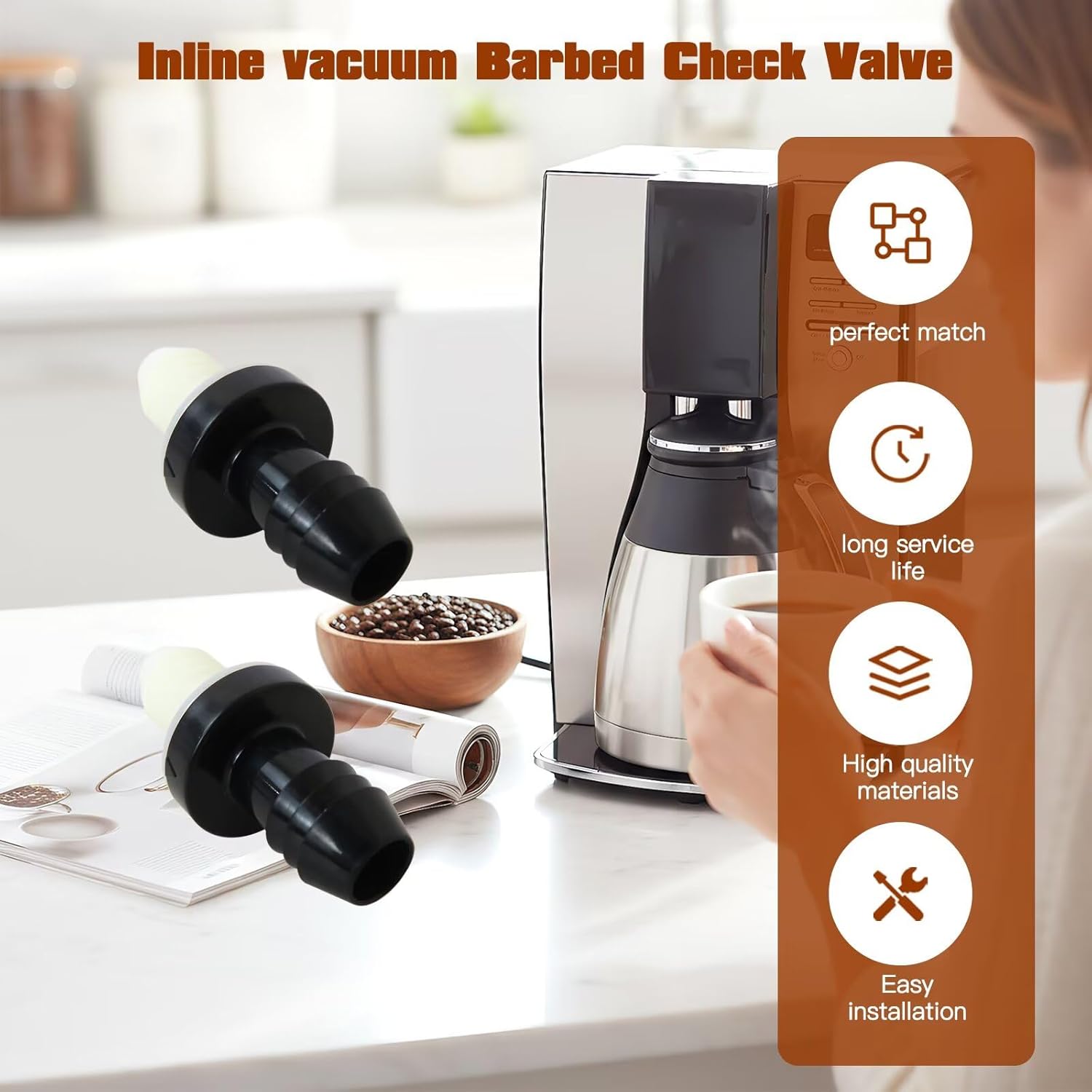 2 PCS Inline Vacuum Barbed One Way Check Valve, 3/8" 10mm Brake Booster ABS Plug-In Barb Non Return Valve for Fuel Gas Liquid Air - Image 5