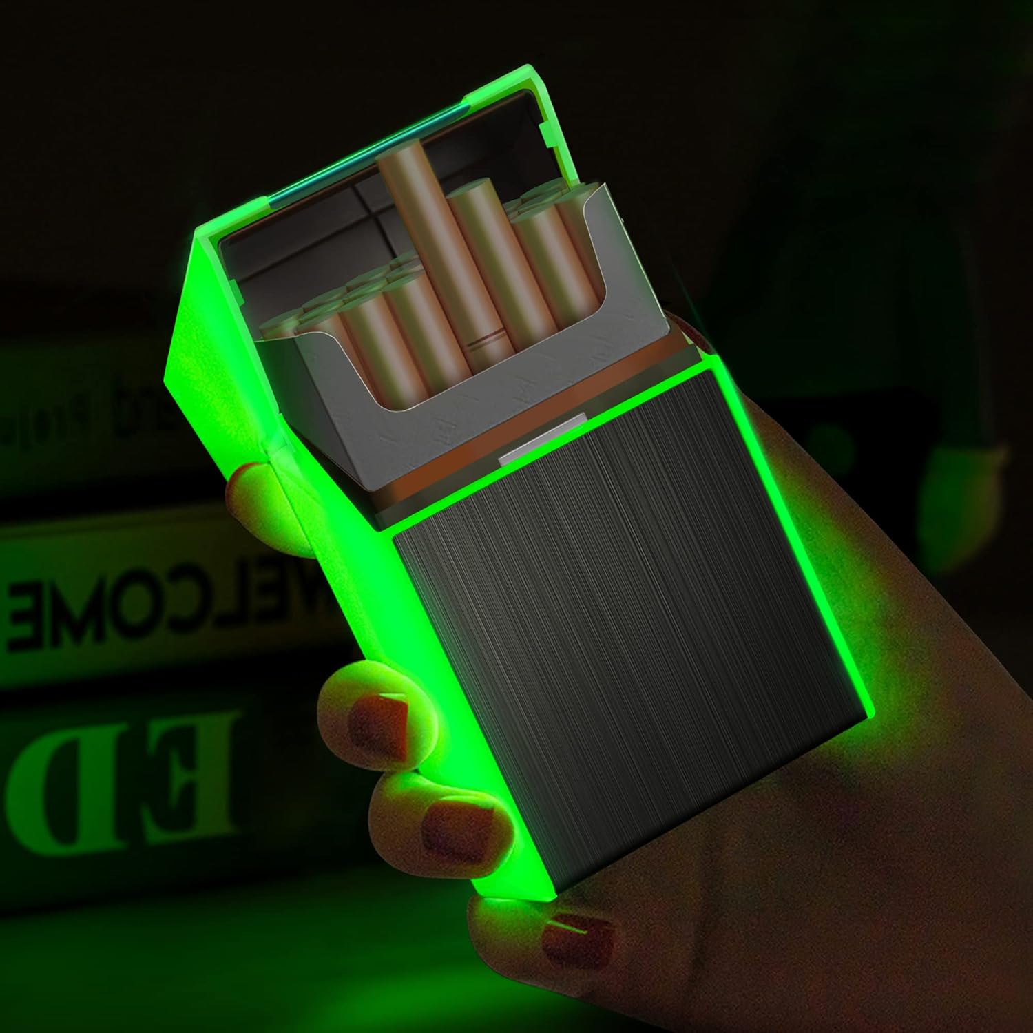 x-lighter XL207A Glowing Cigarette Case, Smell-Proof, Moisture-Proof Holder Box with USB Rechargeable Lighter for 20pcs 84MM King Size, Father's Day Gift for Men dad - Image 6