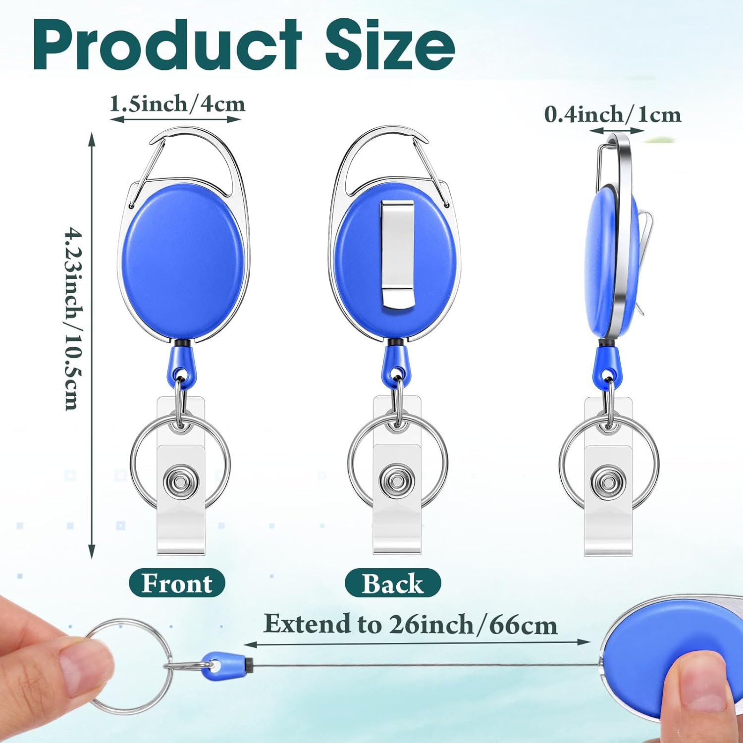 Honoson 50 Pcs Heavy Duty Retractable Badge Reels Batch ID Badge Holder Retractable Clip Bulk Key Holder with Ring for Office Worker Employee, Doctor Nurse Gifts (Dark Blue) - Image 2