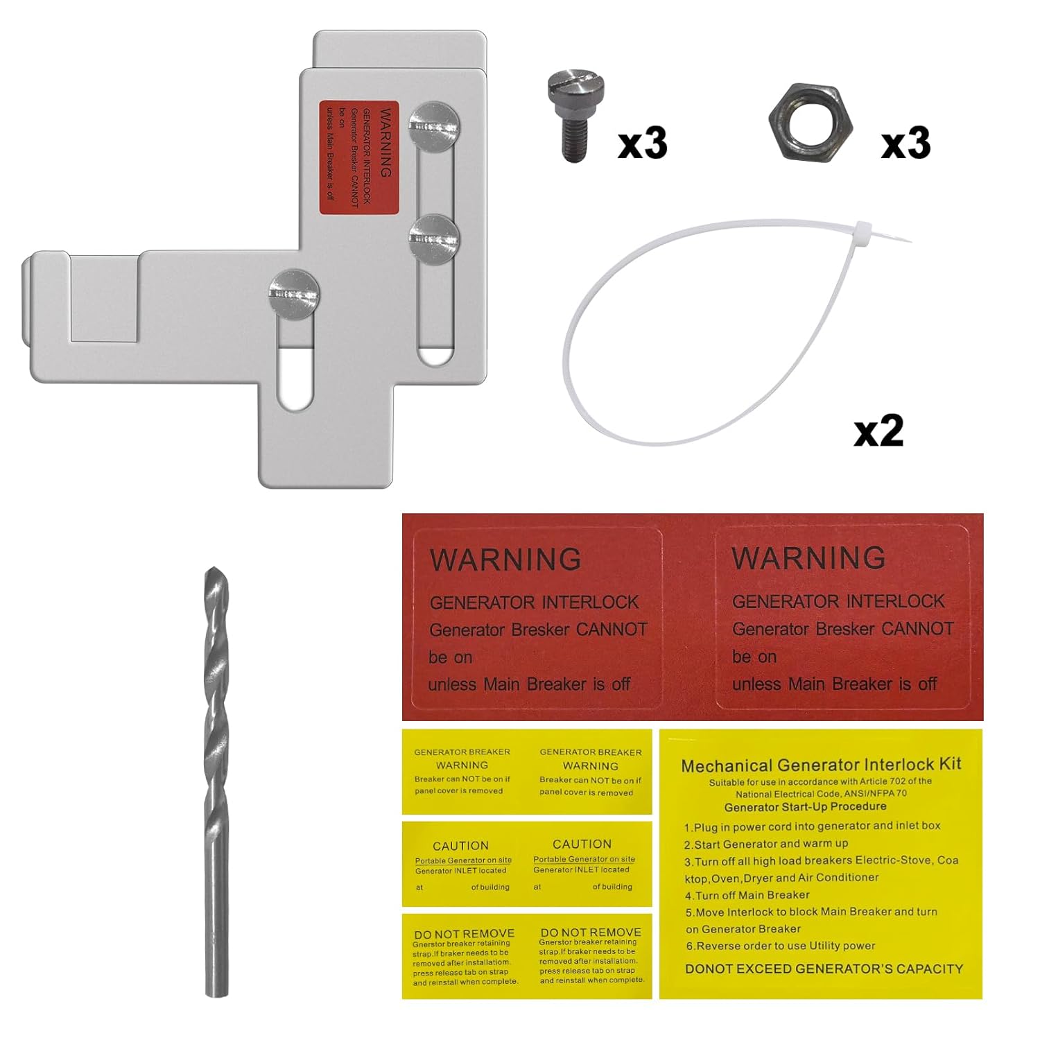 Generator Interlock Kit Compatible with Murray or Siemens 150 amp or 200 amp Panels,Professional and Interlock Kit,7/8-1 1/4" Spacing Between Main and Branch Breakers - Image 6