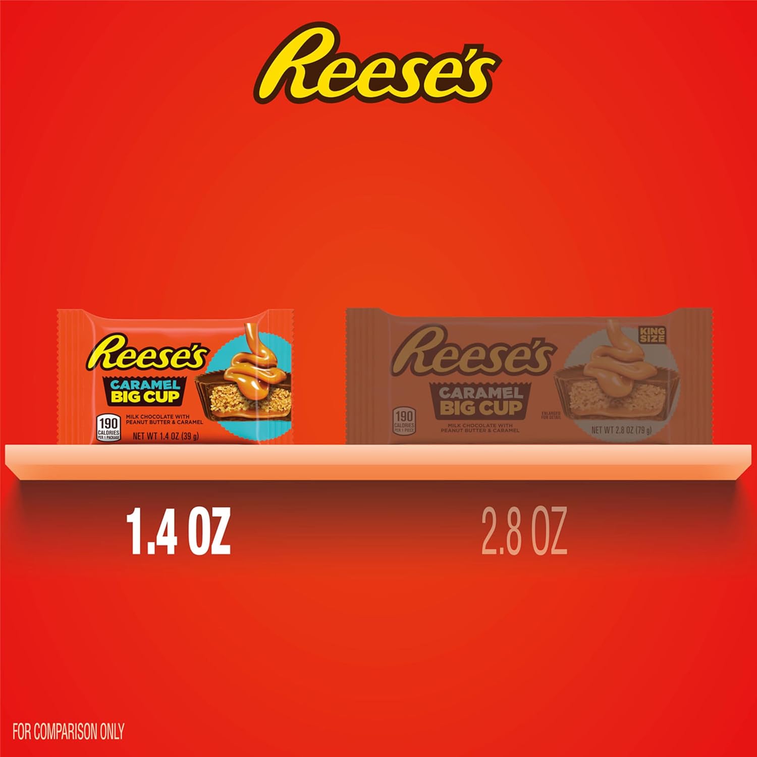 REESE'S Big Cup Caramel Milk Chocolate Peanut Butter Cups, Candy Packs, 1.4 oz (16 Count) - Image 3