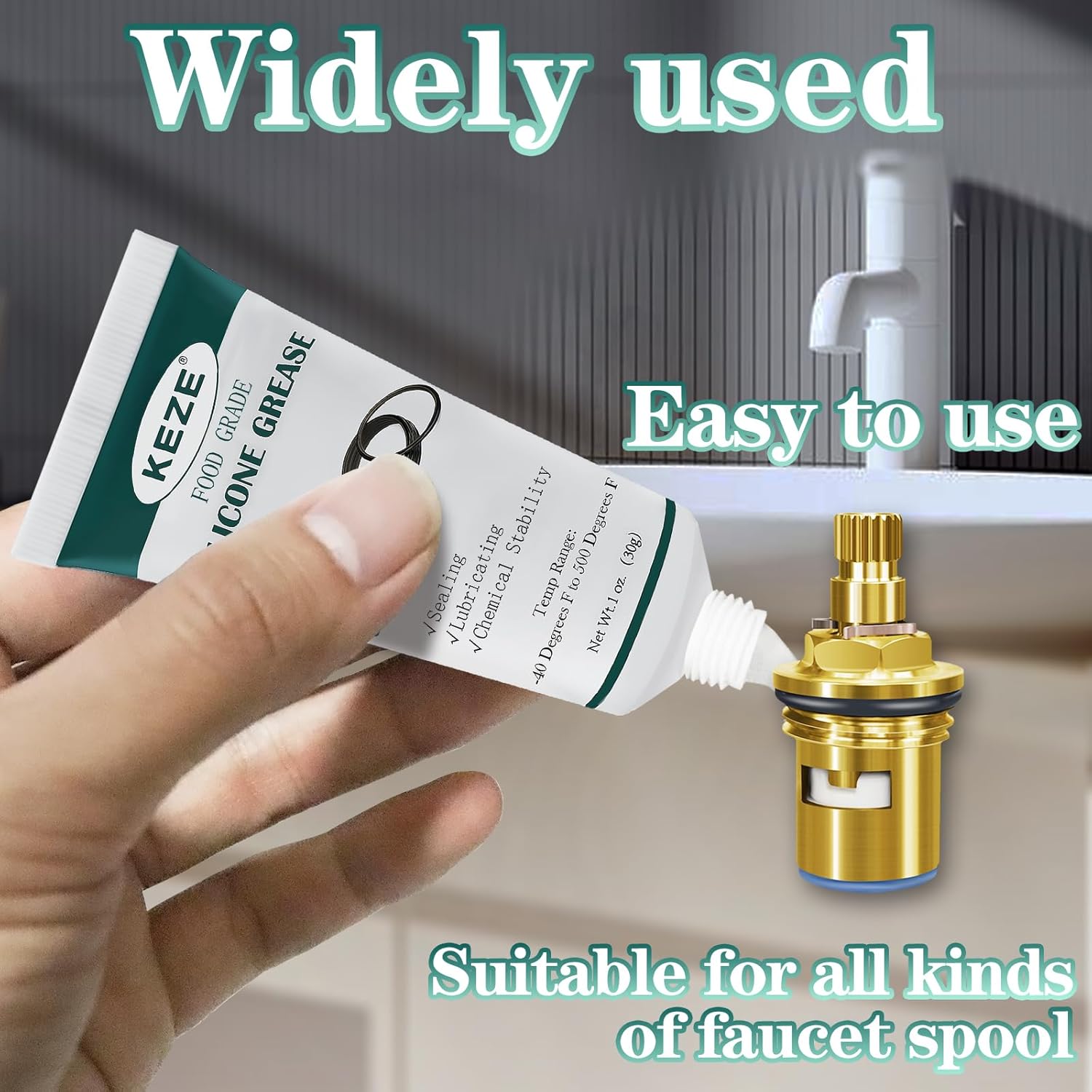 KEZE Waterproof Food Grade Silicone Lubricant Plumbers Grease for Valve Sealant Faucet Pool Lube O Rings Filter 1 oz 1-Pack - Image 5