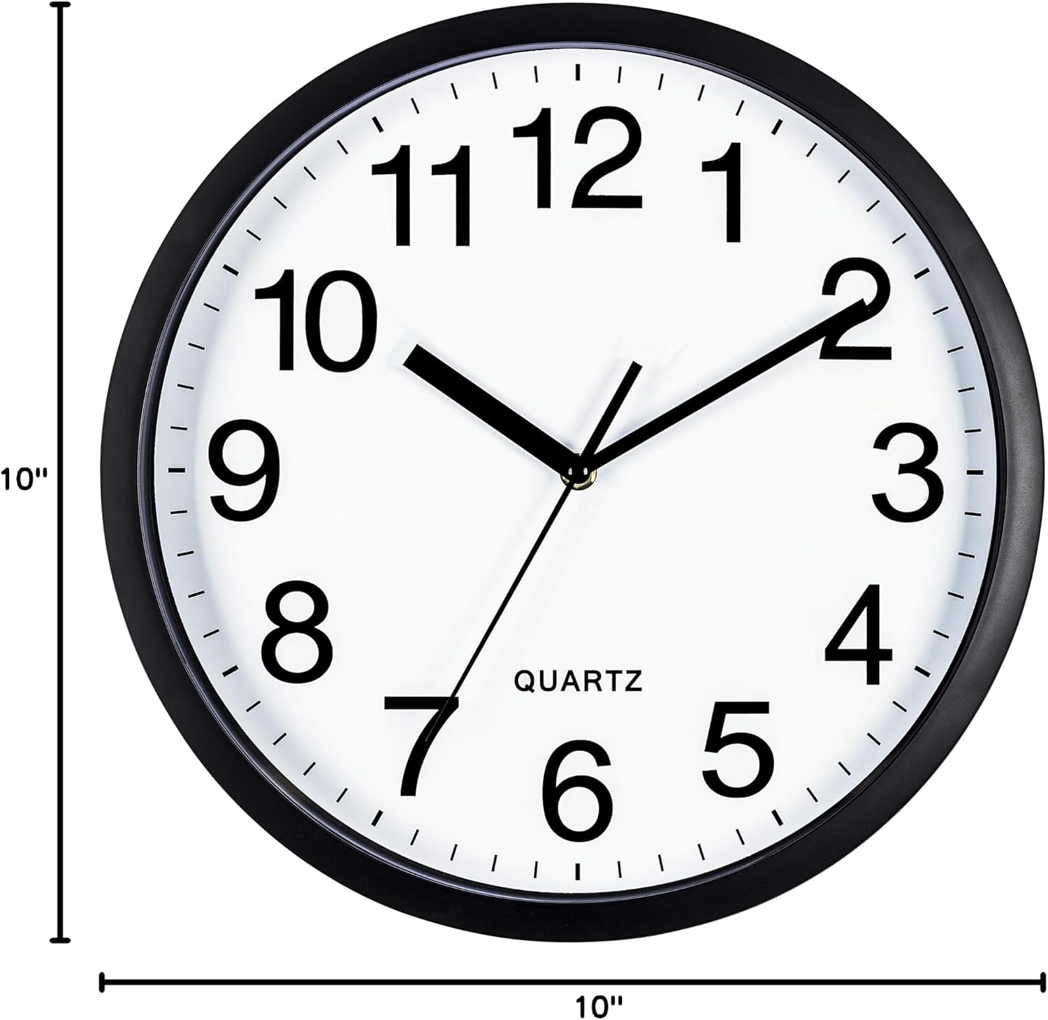 Bernhard Products Black Wall Clock Silent Non Ticking 10 Inch Bold Quality Quartz Battery Operated Round Easy to Read Home/Kitchen/Office/Classroom/School Clocks, Sweep Movement - Image 8