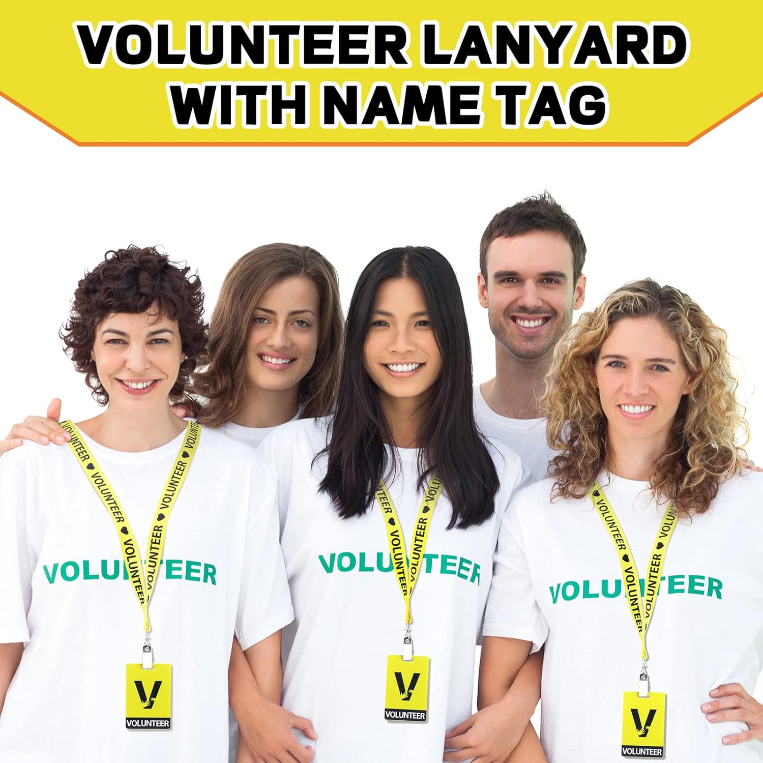 Colarr 25 Pack Volunteer Lanyard with PVC Plastic Card Pass Volunteer Identification ID Badges Bulk Breakaway Lanyard for Activity, Fundraising, Church, School, Events(Yellow) - Image 3