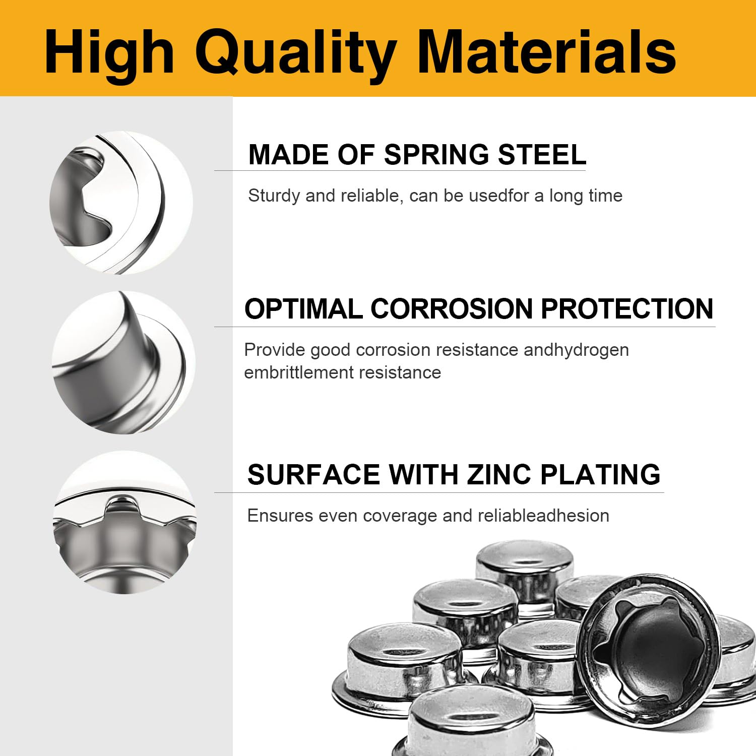 6PCS 5/8” Push Nuts Axle Cap, Push on Pushnut Spring Steel Permanent Washer Caps with Zinc Mech Finish for Hand Trucks, Rolling Bins, Lawn Wagons – Reliable Alternative to Cotter Pins - Image 4