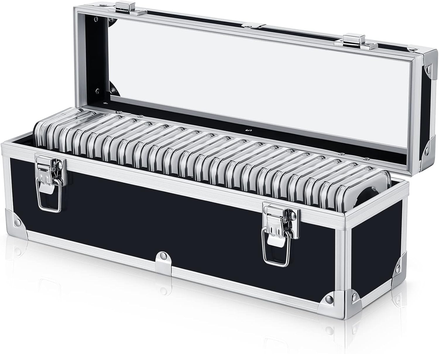 Funrous 100/50/20 Slabs Aluminum Coin Storage Box Case for Slab Holders Storage Collection Supplies Coin SlabStorage Box for Collectors(20 Coins,Black)