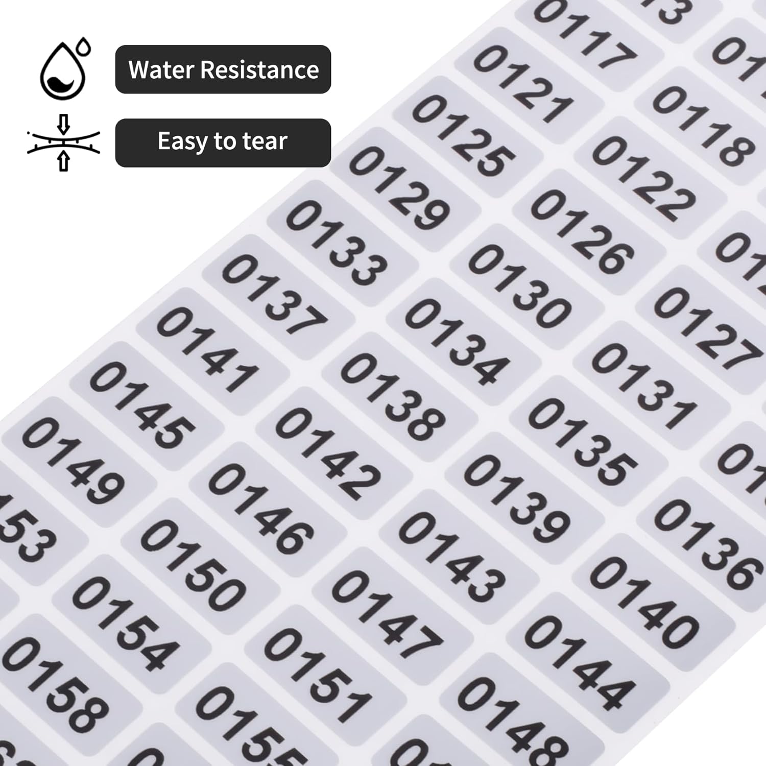 Skweawert 1-1000 Consecutive Number Inventory Stickers Self Adhesive Waterproof Labels Office Warehouse Numbering Classification Black Printing on Silver Sticker 0.79 x 0.38 Inch - Image 3