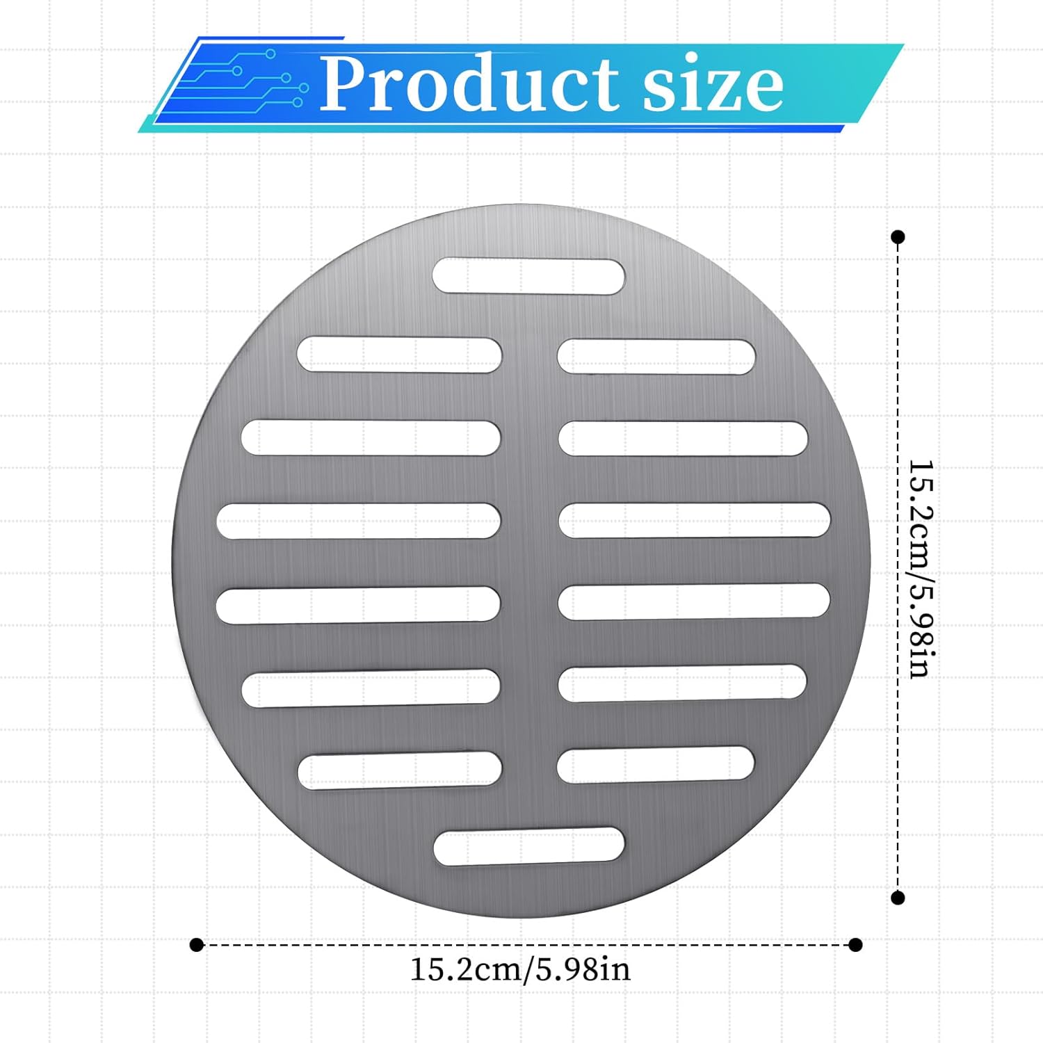 6 Inch Stainless Steel Round Floor Drain Cover Replacement Floor Drainer Drain Protection Cover for Furniture Repair Bathroom Kitchen, Silver - Image 2