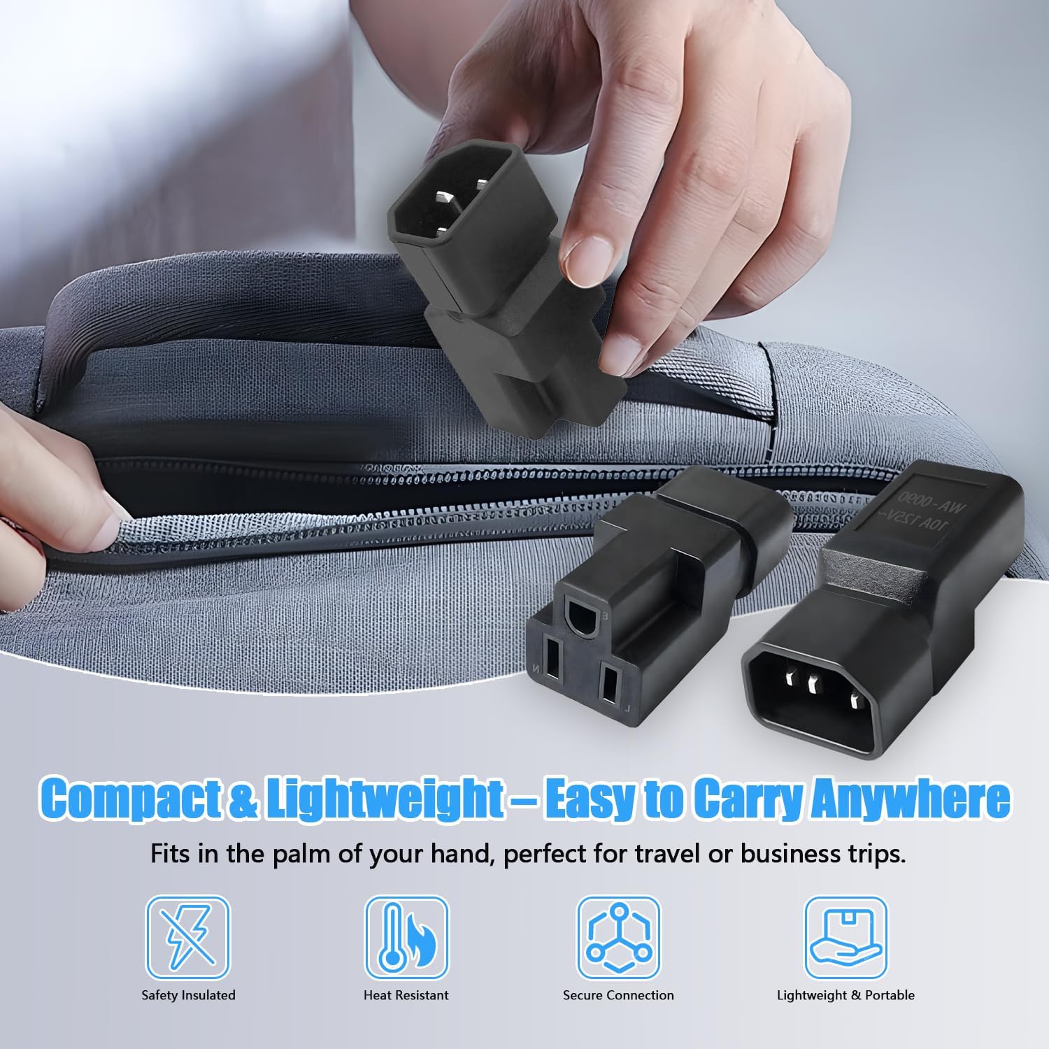 2 Pack IEC320 C14 Male to Nema 5-15R PDU USA UPS Extension Power Plug Adapter,IEC C14 Male Plug to Nema 5-15R US 3 Pin Female Power Adapter Connector - Image 7