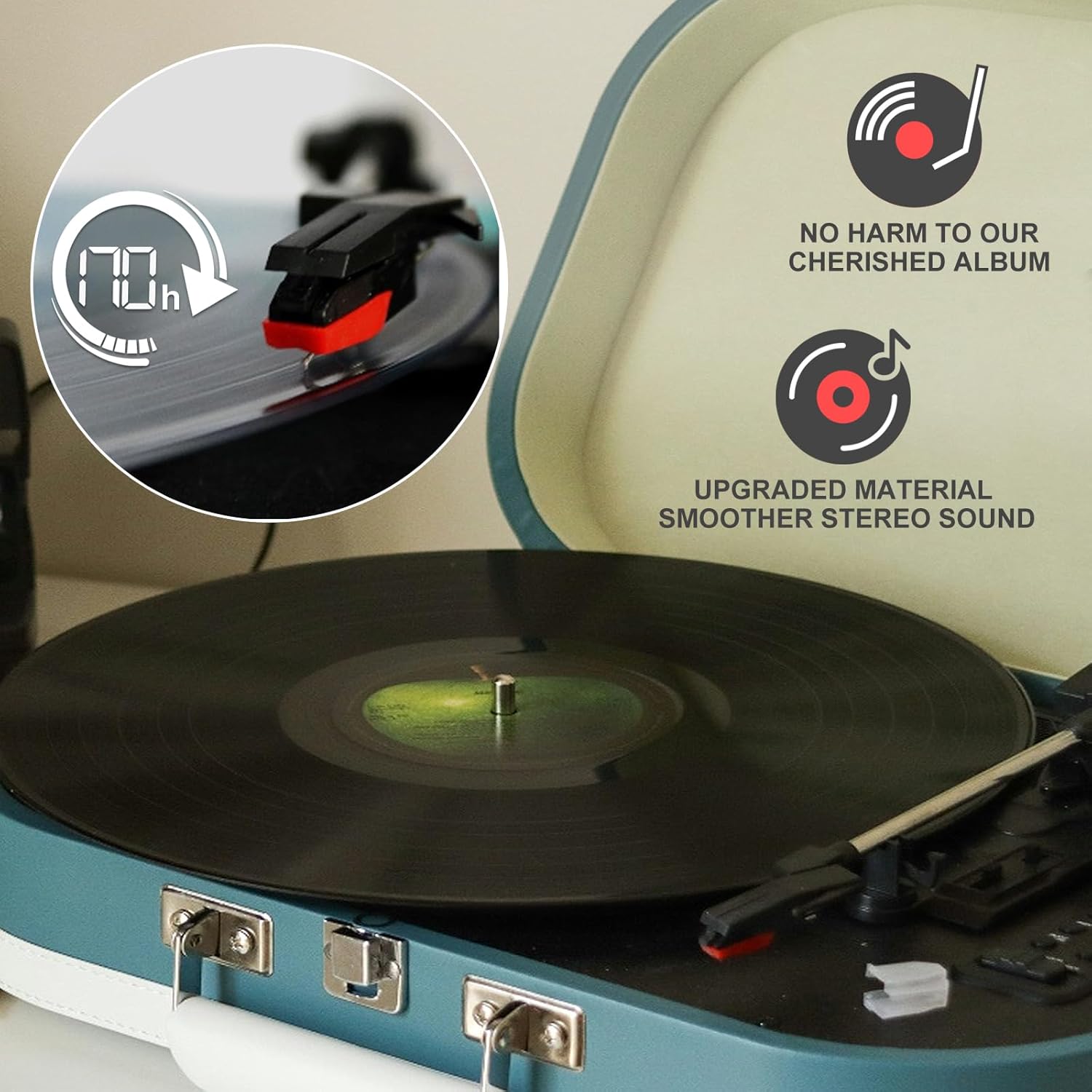 4Pcs Record Player Needle for Crosley, Victrola, ION, LP, Premium Turntable Stylus Replacement, 3rd Generation Phonograph Cartridge for Vinyl Records Accessories, Excellent Sound Quality - Image 5