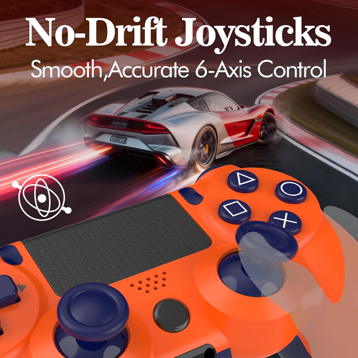 Dwifocor Control for PS4 Controller 2 Pack Wireless Remote for PlayStation 4 Controllers,Dual Gamepad Shock with Vibration No-Drift Joysticks Compatible with PS4 Slim Pro White Orange,Best Gfit - Image 2