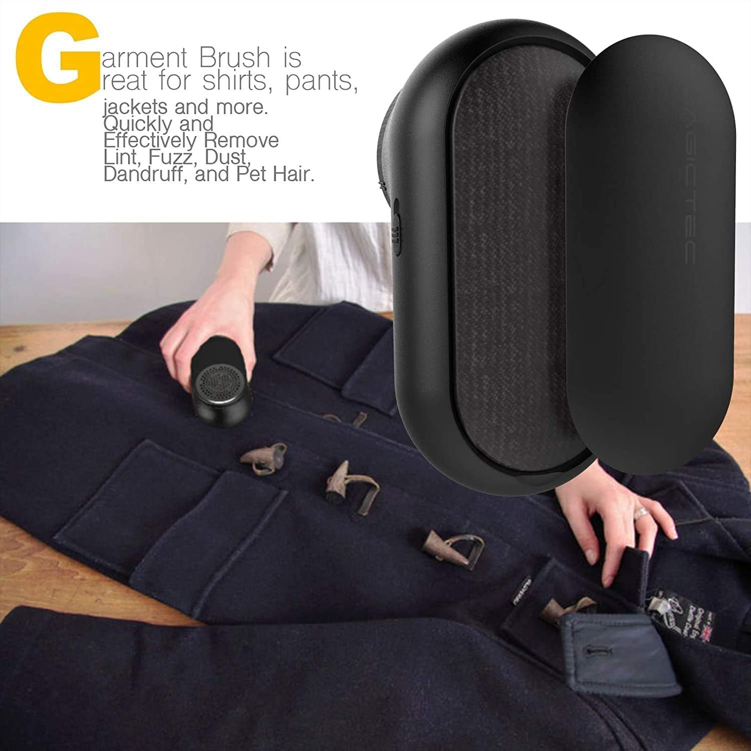 Rechargeable Fabric Shaver, Magictec Lint Remover Sweater Defuzzer Lints Fuzzs Pills Pilling Trimmer for Clothes and Furniture -Battery Operated (Black) - Image 4