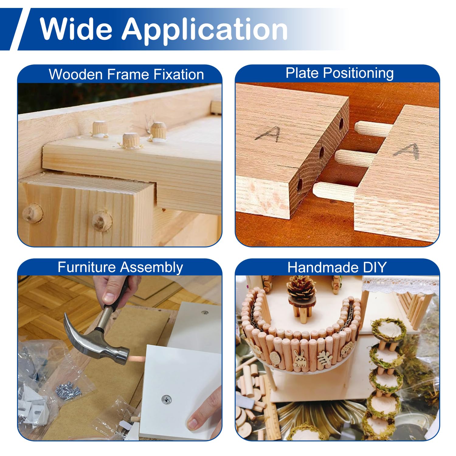 MroMax 50Pcs 8 x 30mm Wooden Dowel Pins, Approx 5/16" x 1-3/16" Wood Kiln Dried Fluted Beveled Hardwood Twill Dowel Pin for Furniture DIY Projects Shelves (Twill Grooved, Metric) - Image 7