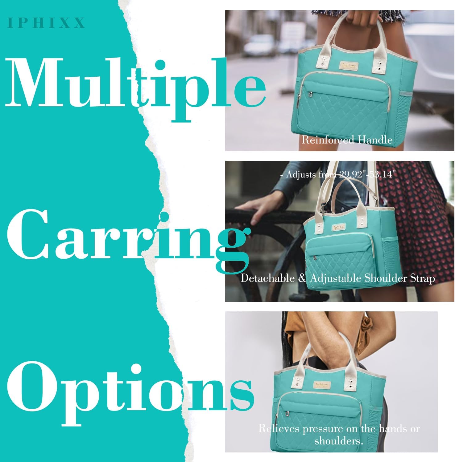 Lunch Bag Women Insulated Lunch Box for Adults - Leakproof Large Purse Lunch Tote Bags for Women with Adjustable Shoulder Strap Zipper Side Pockets for Work - Image 5