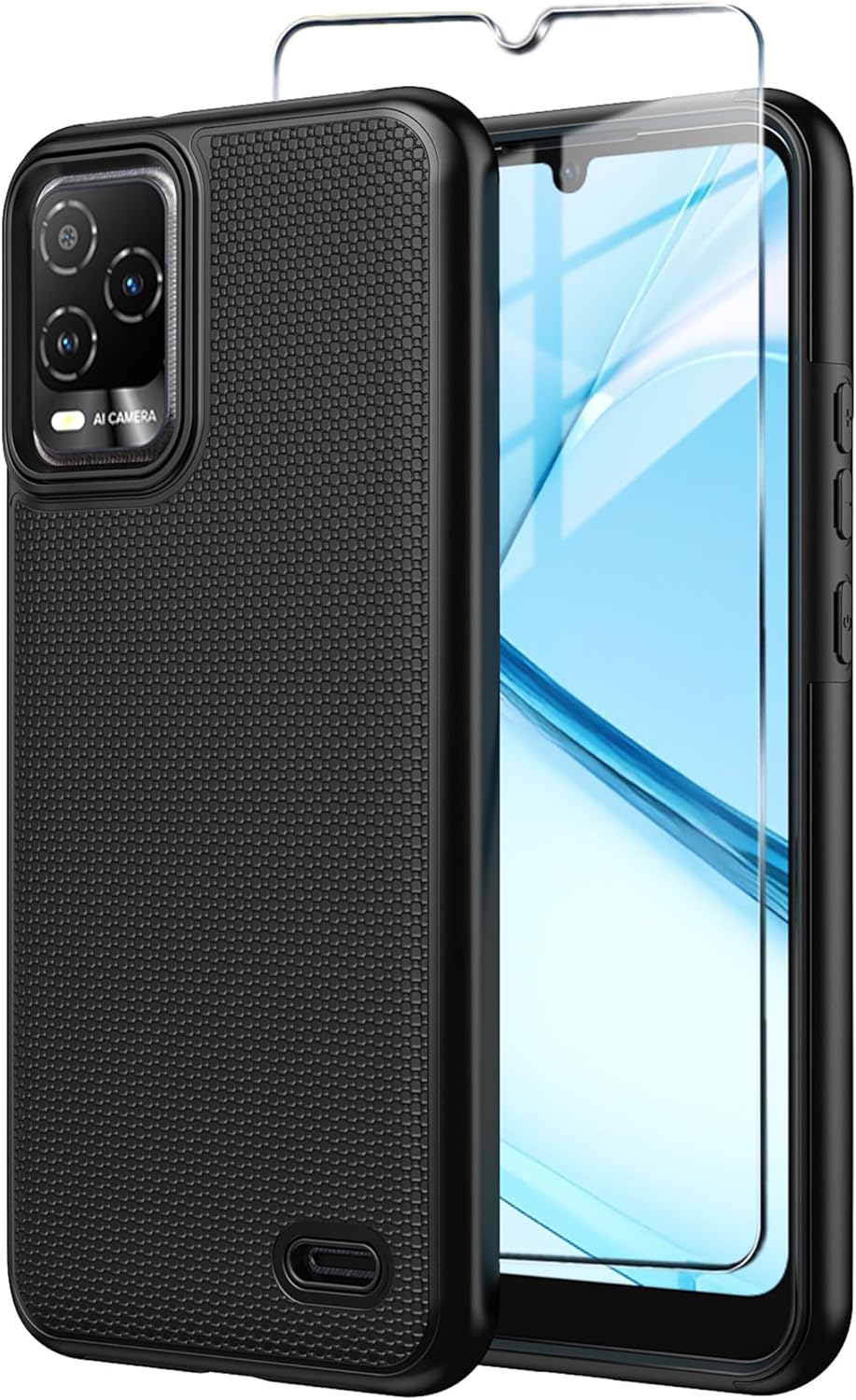 Mocotto for BLU View 5 Pro Phone Case with Tempered Glass Screen Protector,Dual Layer Heavy Duty Shockproof Protection Phone Case Cover for BLU View 5 Pro (Black)