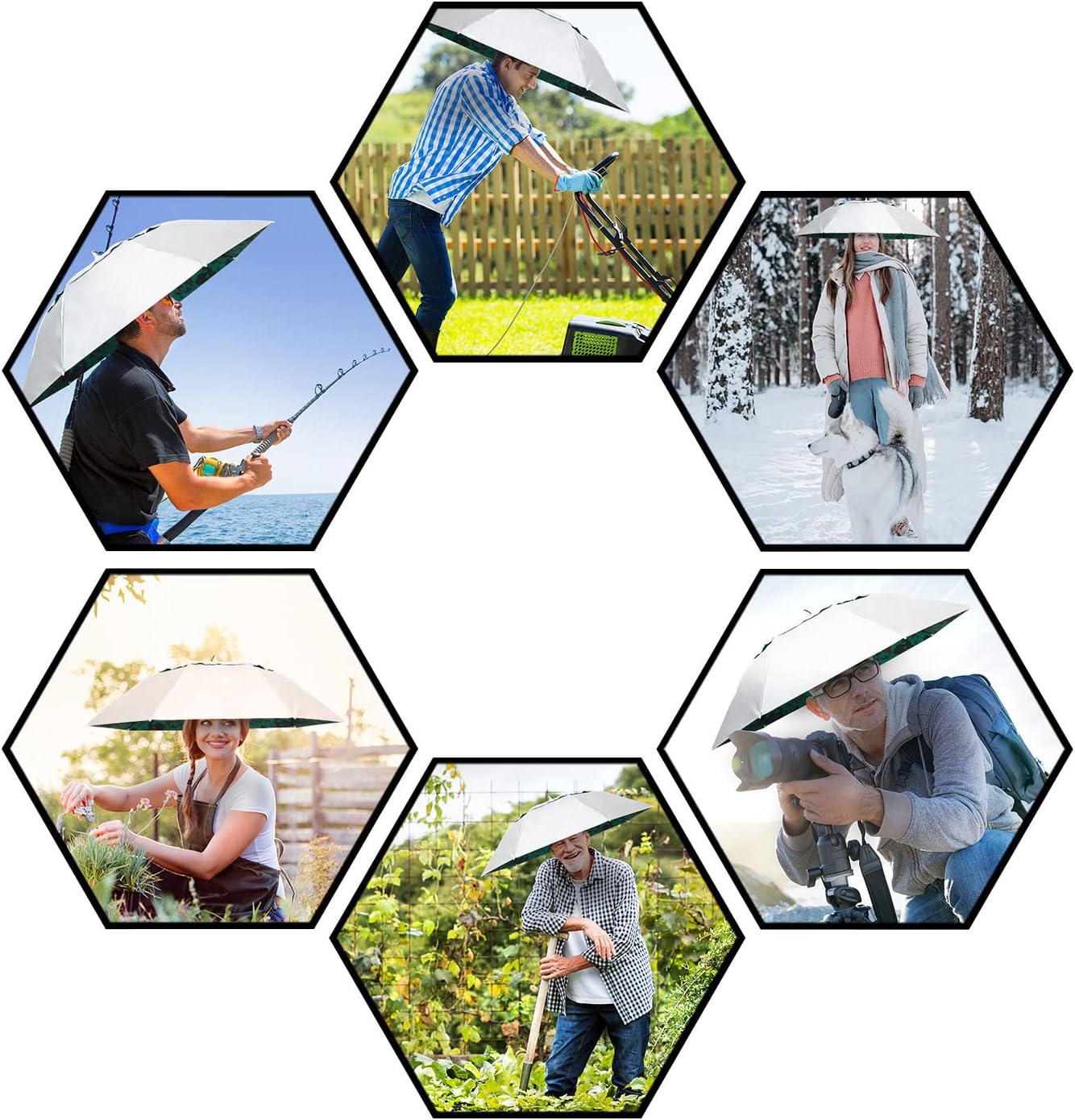 NEW-Vi Fishing Umbrella Hat Folding Adjustable Sun Rain Cap, 37.4”Oversize Hands Free Umbrellas, 7-Ribs Anti-UV Waterproof Headwear for Fishing Gardening Golf Sunshade Outdoor - Image 7