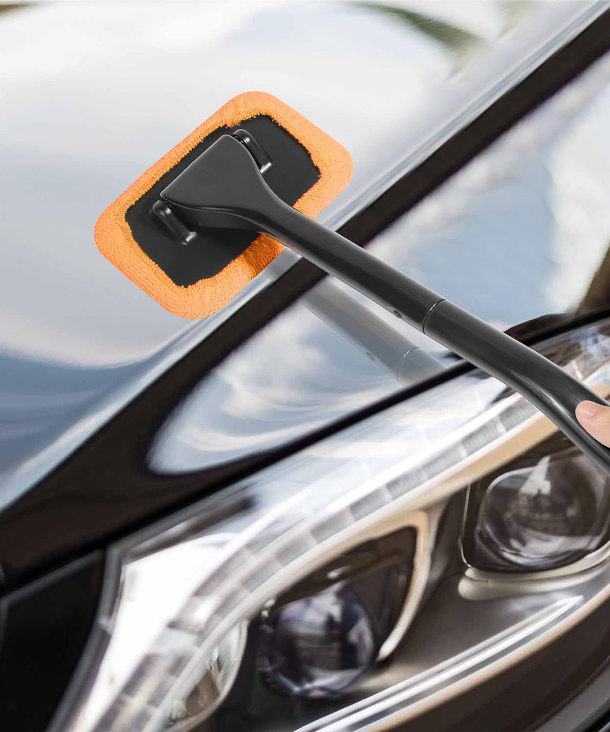 RACOONA Windshield Cleaning Tool,Car Cleaning Window Tool,Car Window Cleaner Tool,Car Accessories Car Window Cleaner with Unbreakable Extendable Handle and Microfiber Cloth for Auto Glass Wiper Car - Image 6