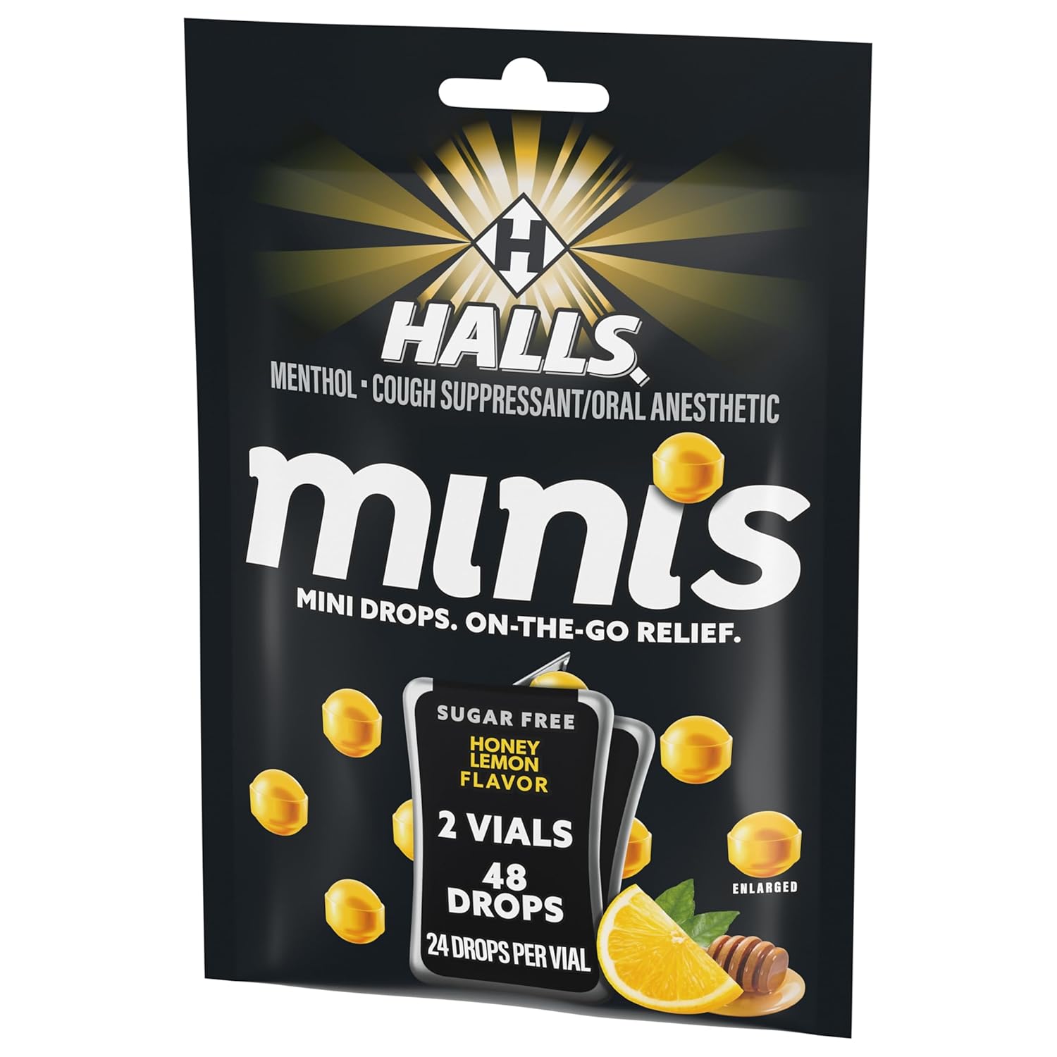 Halls Minis Honey Lemon Flavor Sugar Free Cough Drops, 48 Drops - Image 10
