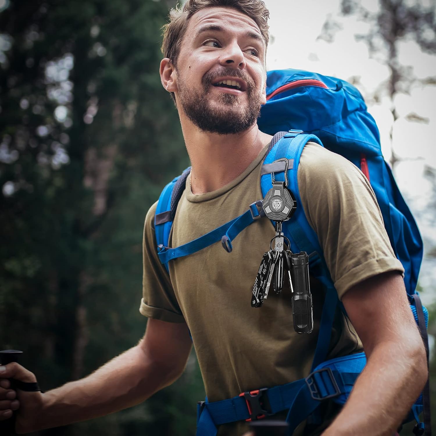 2 Pack Badge Reels Retractable, Heavy Duty Retractable Keychain, Tactical ID Badge Holder with Upgraded Zinc Alloy Carabiner, 31.5'' Coated Steel Cord, Bearing 8.0 oz- Black - Image 5