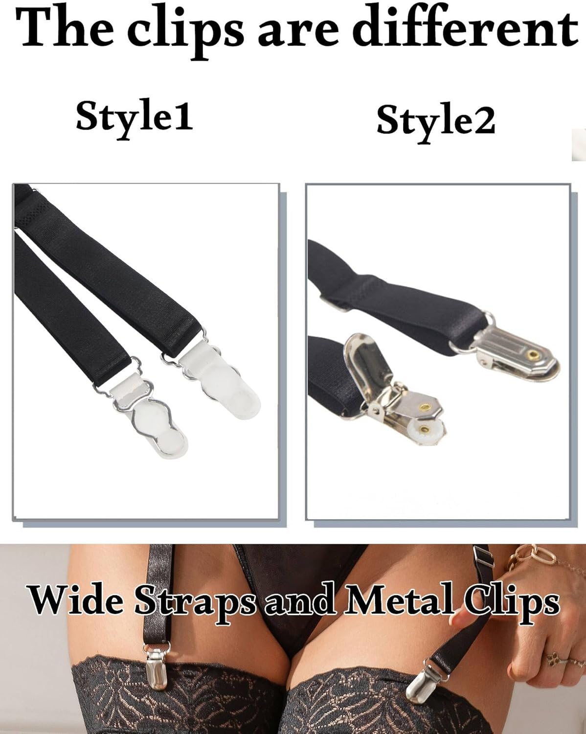 Women Floral Lace Garter Belt Plus Size Mesh Suspender Belt Set with 4 Straps Metal Clip for Thigh Highs - Image 4