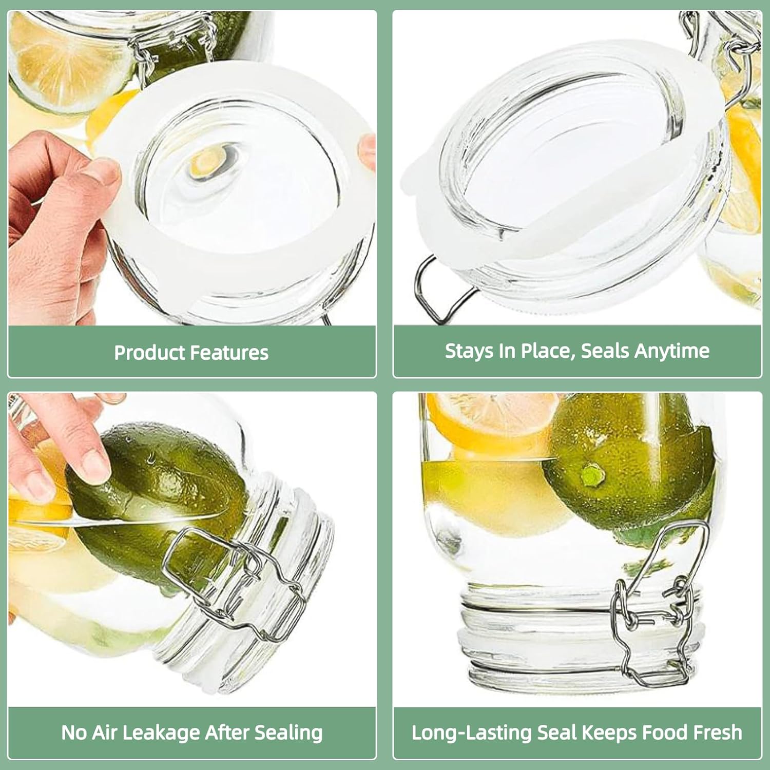 3.75" Silicone Jar Gaskets Rubber Seals Rings - 6 PCS White & Orange Silicone Gasket for Glass Jars, Airtight Rubber Leakproof Gasket Sealing Rings Replacement for Mason Jars Jar Lids - Image 7