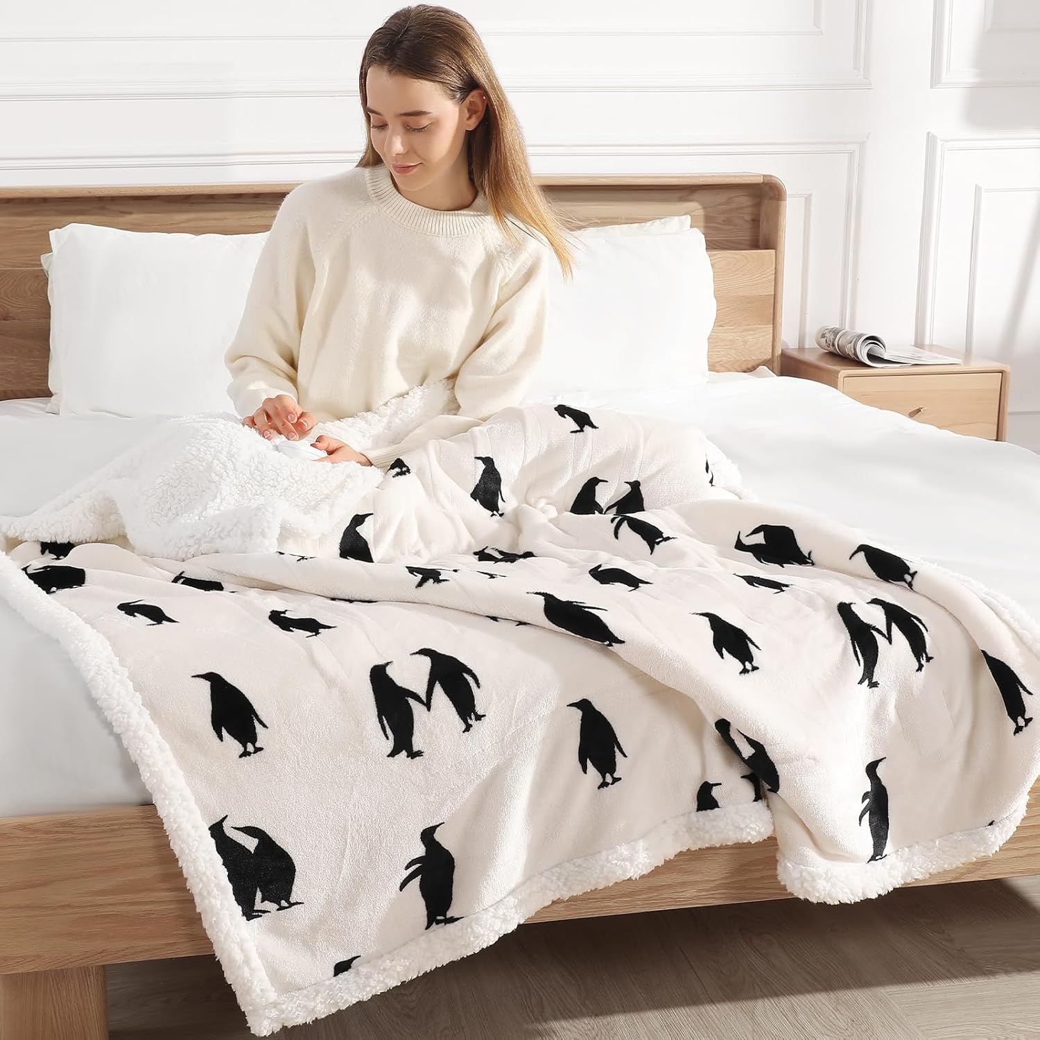 Electric Throw Blanket Heated Blanket Throw with 5 Heating Levels & 4 Hours Auto Off 50"x60" Cute Heated Throw Blanket with ETL & FCC Certification for Home Office, Machine Washable, Great Gift - Image 8