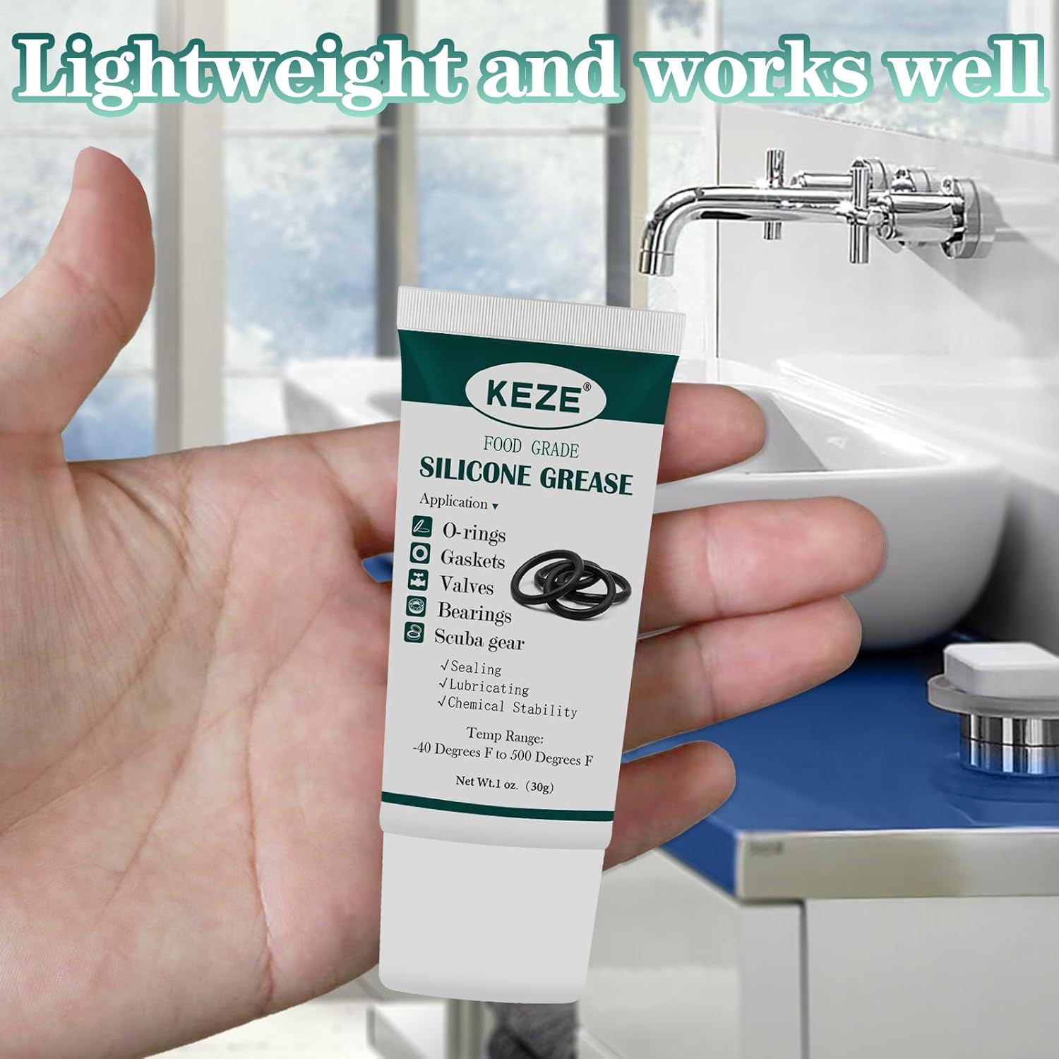 KEZE Waterproof Food Grade Silicone Lubricant Plumbers Grease for Valve Sealant Faucet Pool Lube O Rings Filter 1 oz 1-Pack - Image 8