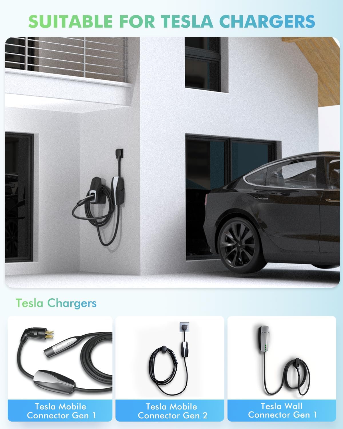 EVDANCE NACS Charger Cable Holder with Chassis Bracket- Fit for Tesla Model 3/Y/S/X Mobile Charger Wall Mount, NACS Charging Cable Organizer for Indoor/Outdoor Accessory Wall Connector - Image 3