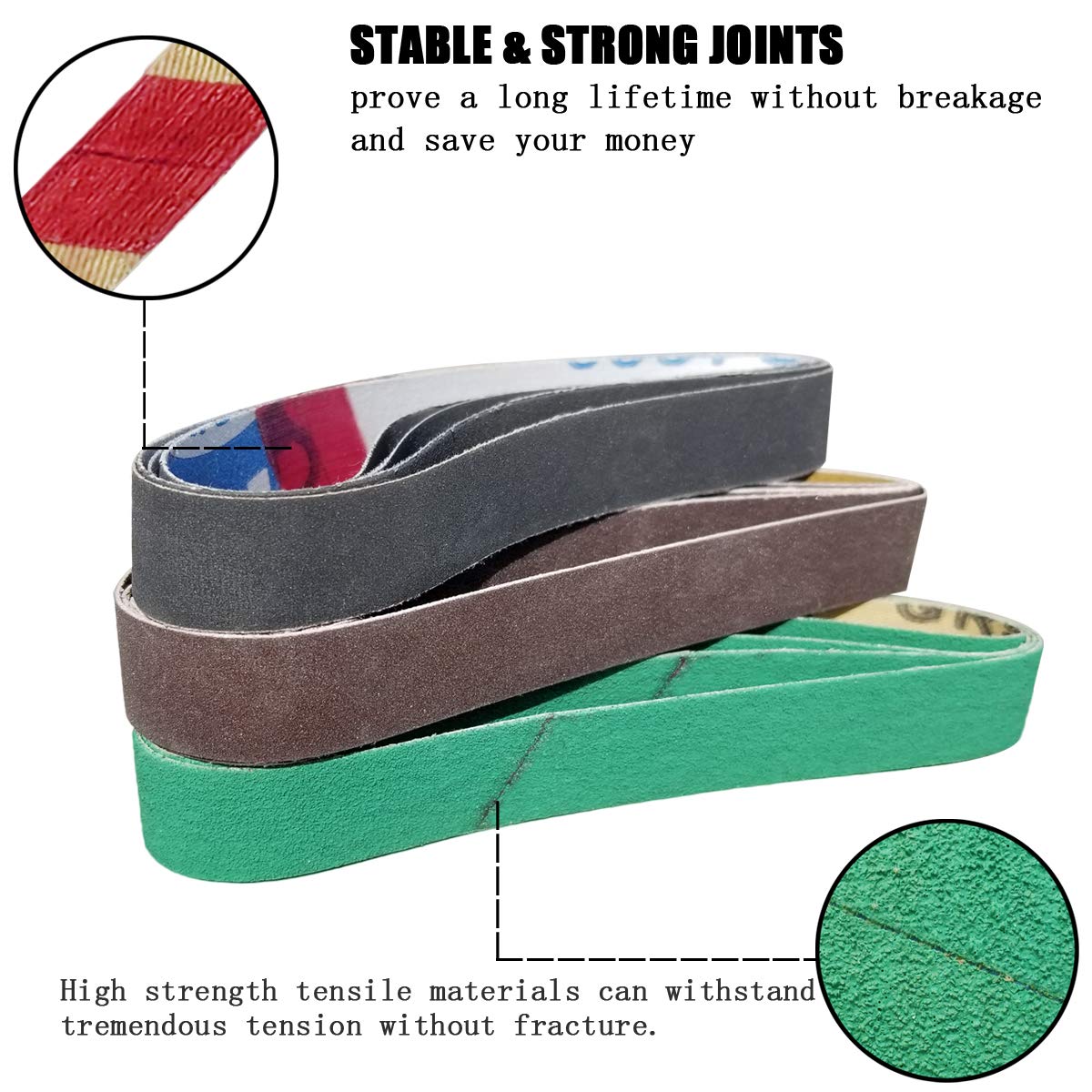 24 Pcs 1/2" x 12" Replacement Belt Kit for Work Sharp Original Knife & Tool Sharpener and Combo Knife Sharpener (WSKTS & WSKTS-KT) - 80/120/240/400/1000/1200 Grits. - Image 4