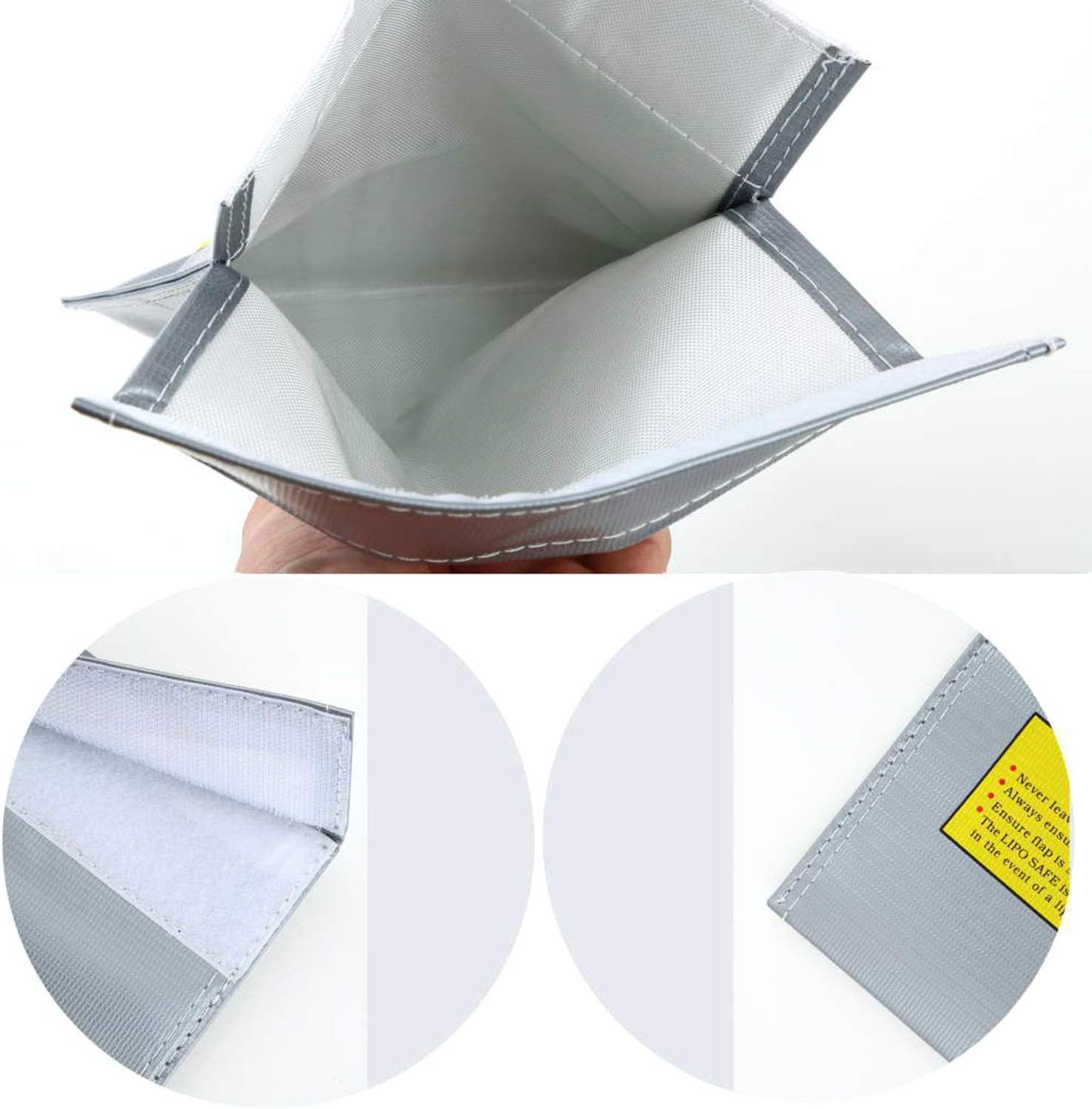 RLECS 2pcs RC Lipo Safe Bag Fireproof Lipo Guard Silver Lithium Charging Bag Battery Sack 18x23cm - Image 4