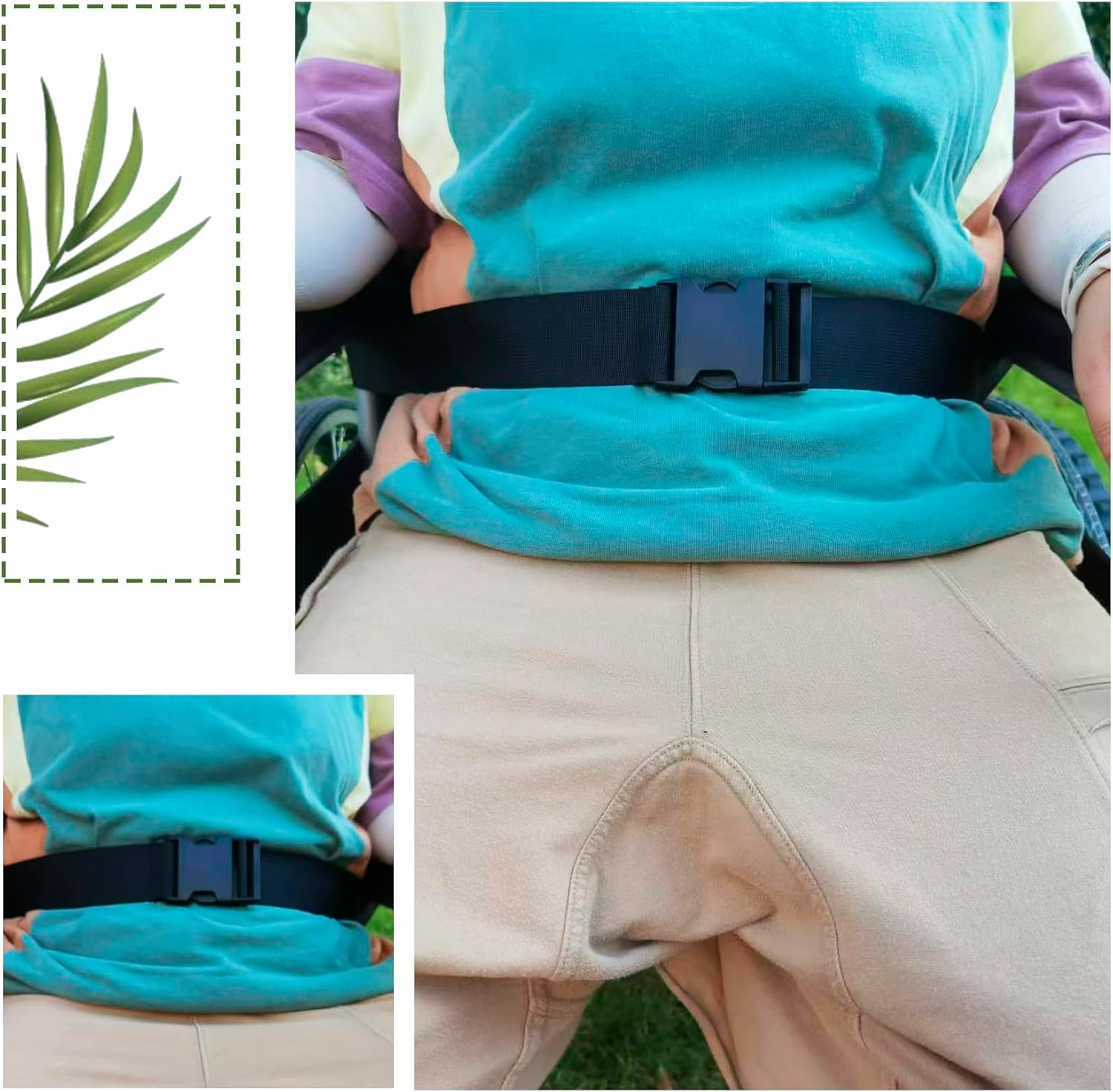 1pac Wheelchair Safety Strap Seat Belt Adjustable Anti-Fall Extra Long Size-Suitable Universal Harness with Buckle Patients Chair Medical Seniors Disable Prevent Sliding Belt Restraints Straps(Black) - Image 4