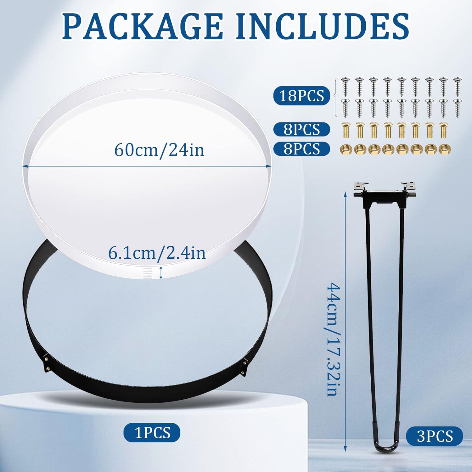 Lallisa 24 Inch Extra Large Resin Table Molds Round Epoxy Resin Molds Set with Metal Frame 3 Hairpin Legs for Table Epoxy Resin Table Mold Epoxy Table Mold for Charcuterie Board River Table DIY Art - Image 2