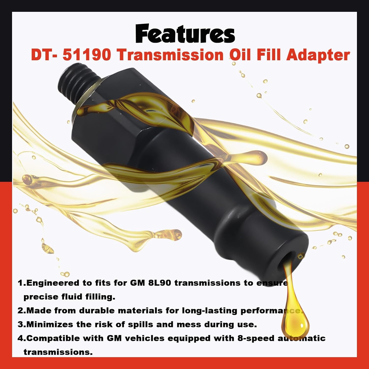 FEIMAOTUI DT-51190 Transmission Oil Fill Adapter Compatible with GM 8L90 Engine - Image 4
