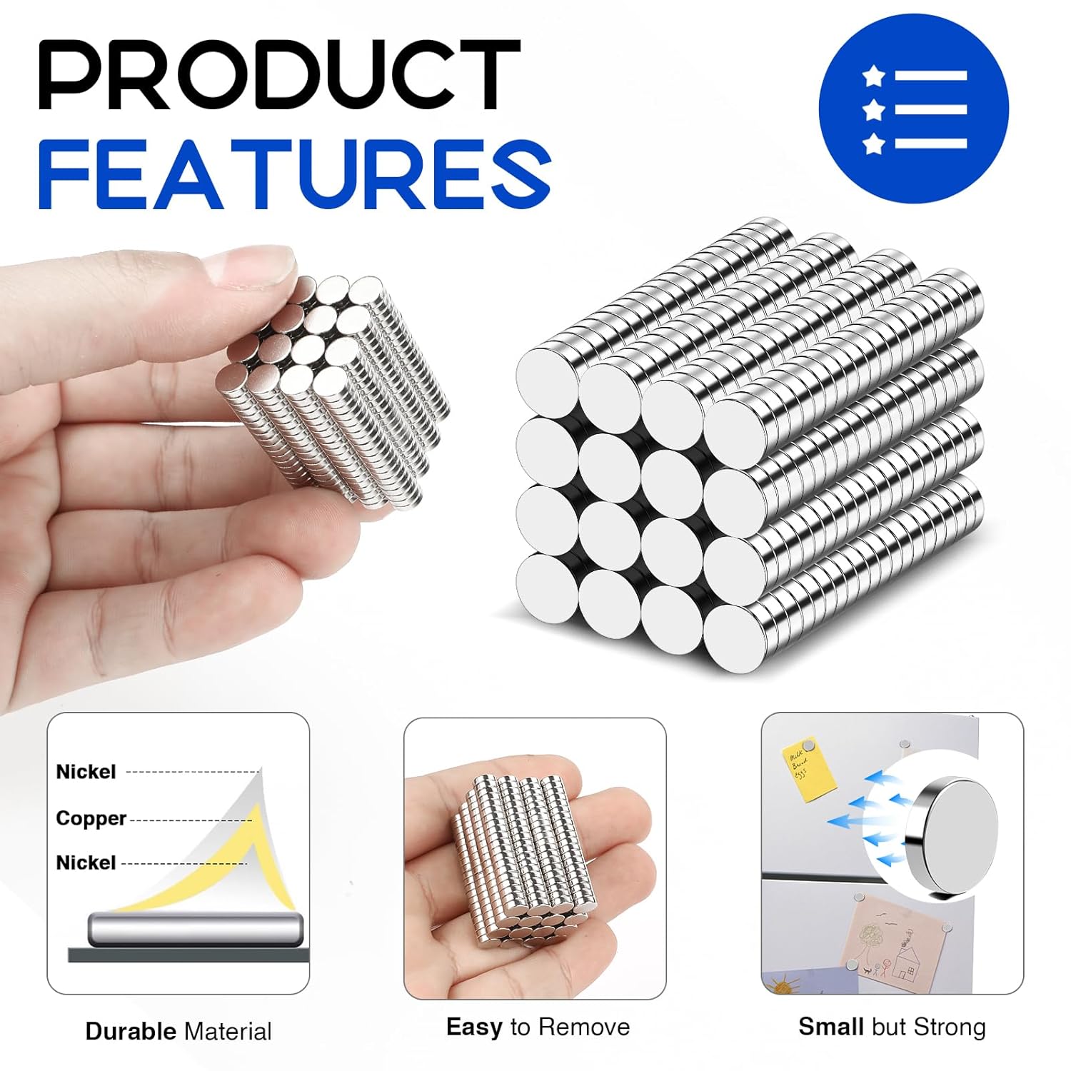 VSKIZ 320Pcs Small Neodymium Magnets, 6x2mm Small Rare Earth Magnet Mini Magnets for Whiteboard, Office, School - Image 5