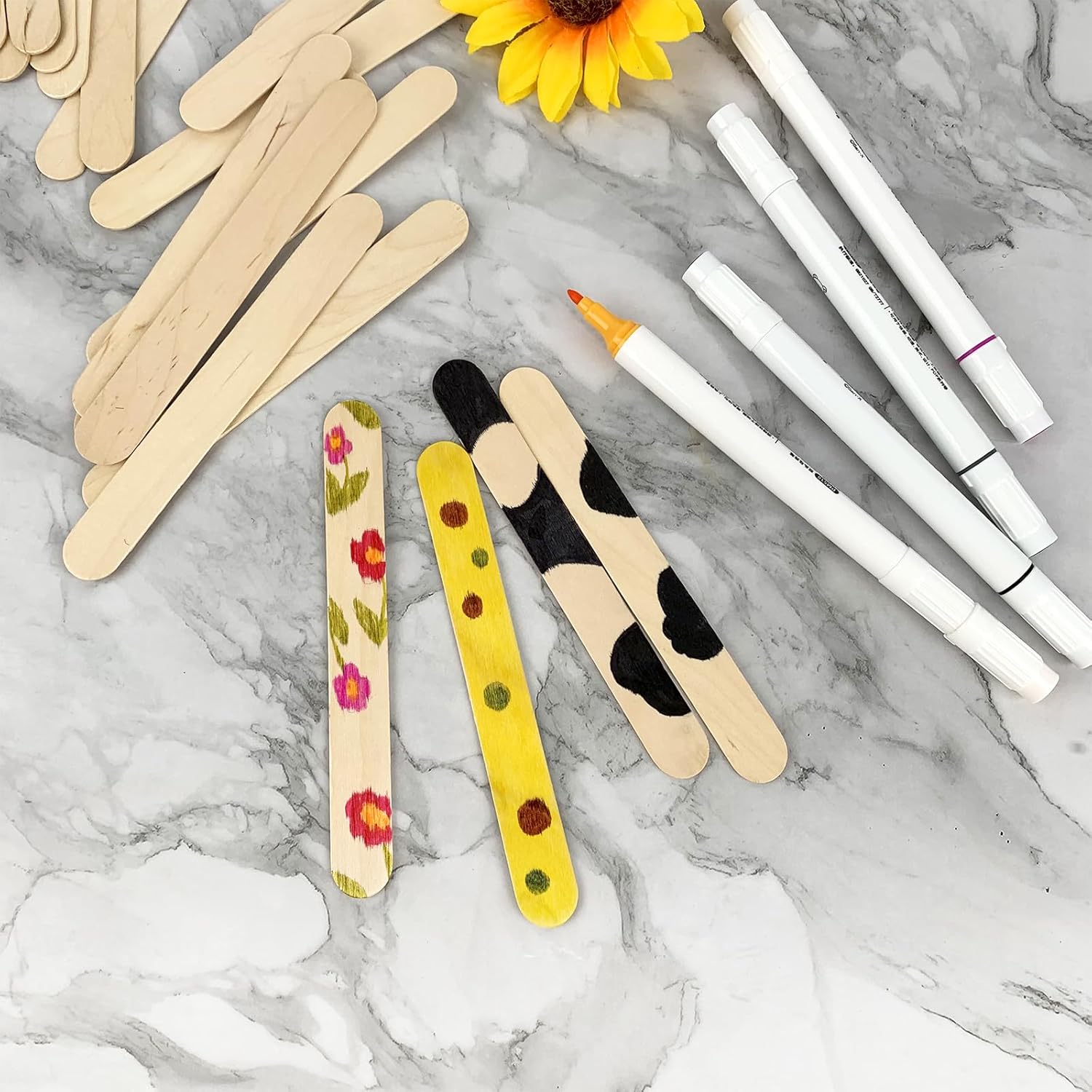 KTOJOY 100Pcs Jumbo Wooden Craft Sticks Popsicle Stick 6” Long x 3/4”Wide Treat Ice Pop for DIY Crafts,Home Art Projects, Classroom Supplies - Image 7