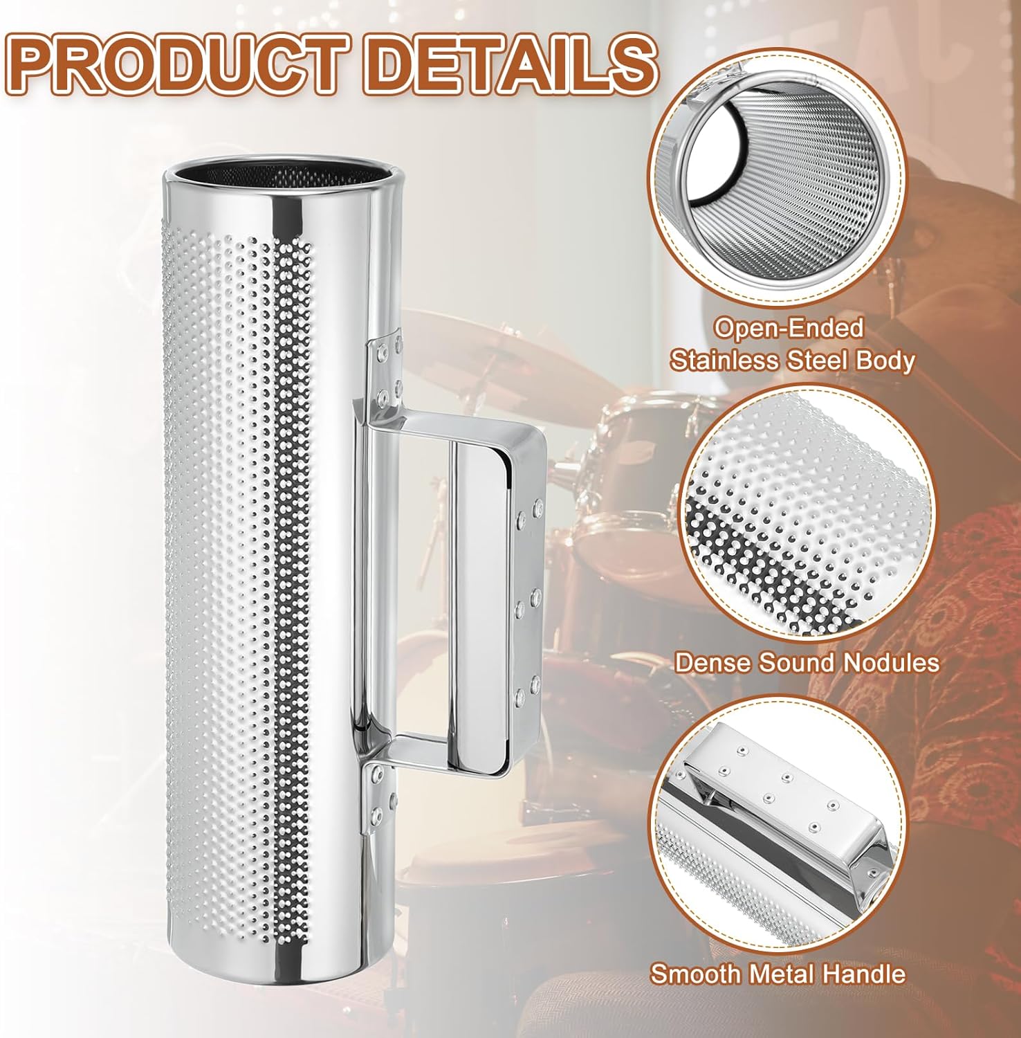 MECCANIXITY Stainless Steel Guiro Shaker Instrument 3" x 10" Latin Percussion Instrument with Scraper Musical Training Tool Metal Guiro for Band Sand Hammer Performance - Image 3