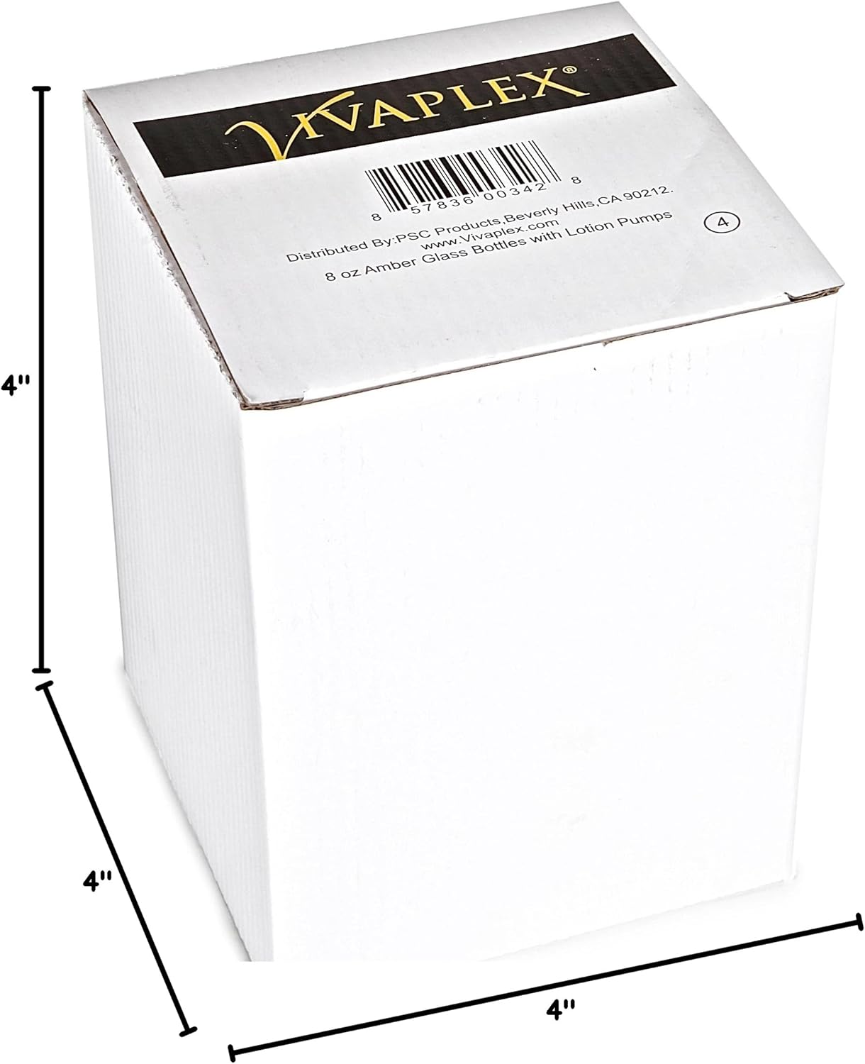 Vivaplex, 4, Large, 8 oz, Empty, Amber Glass Bottles with Black Lotion Pumps - Image 5