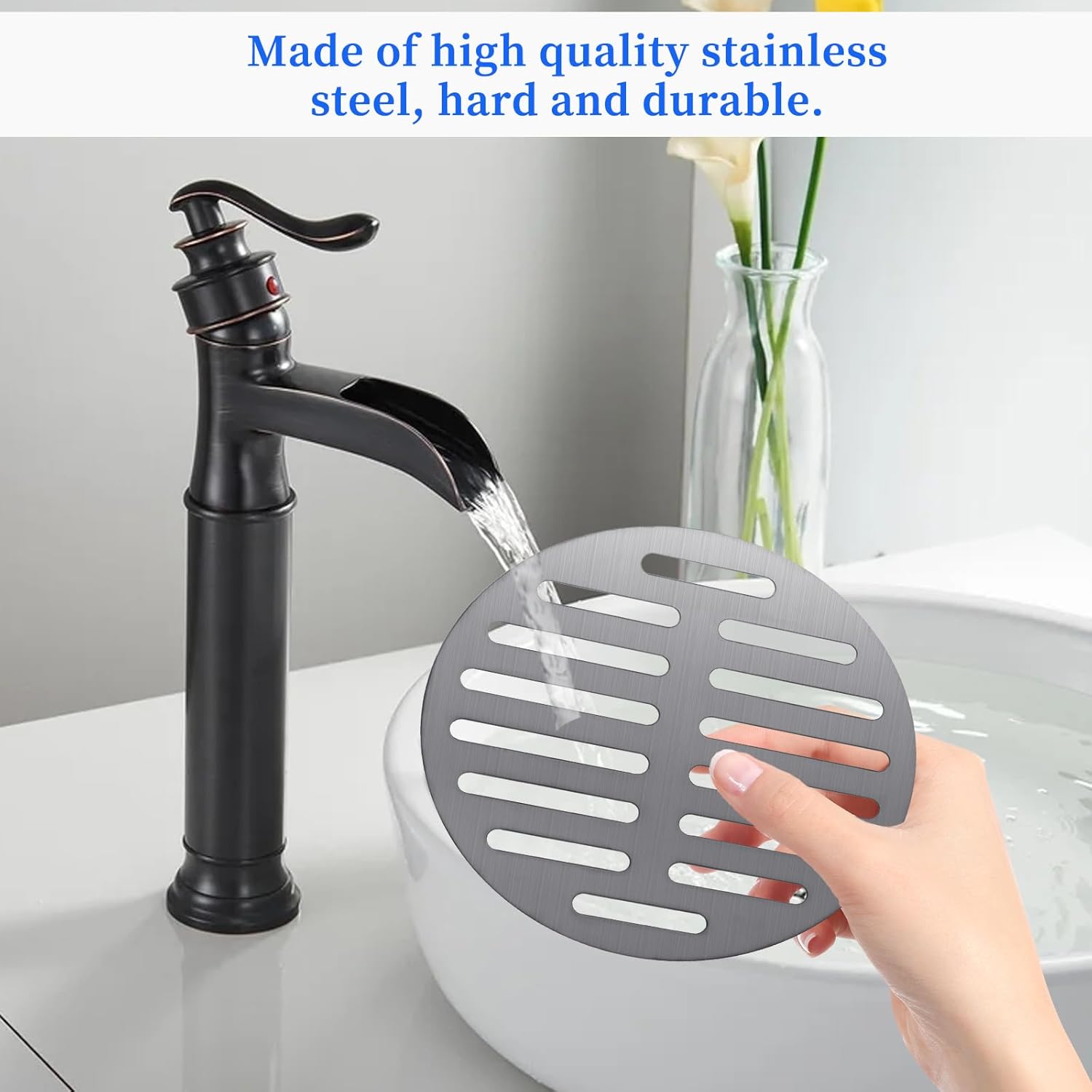 6 Inch Stainless Steel Round Floor Drain Cover Replacement Floor Drainer Drain Protection Cover for Furniture Repair Bathroom Kitchen, Silver - Image 3