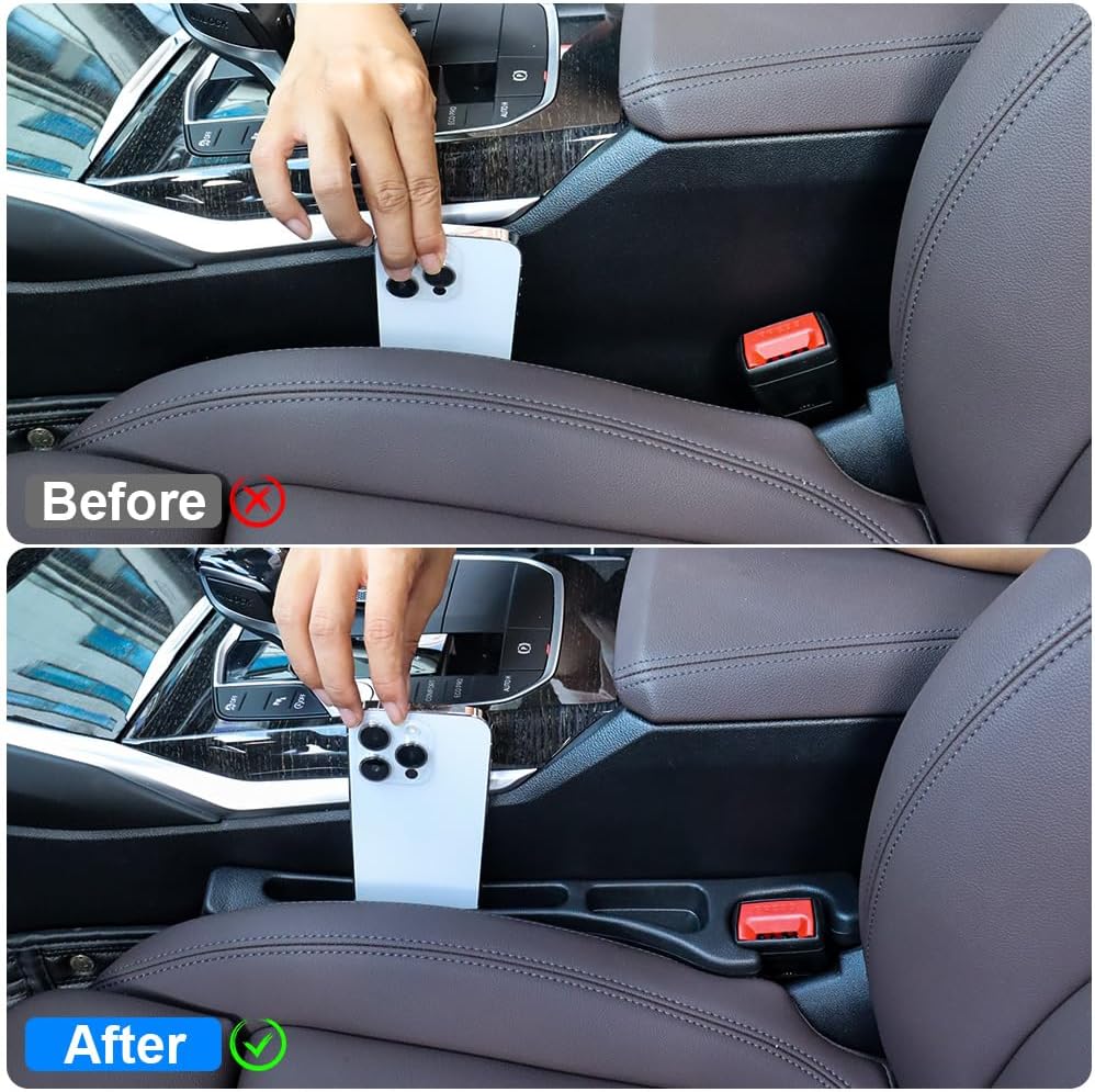MIFEIHONGE 2PCS Car Seat Gap Filler,Anti-Drop Car Seat Crack Organizer,Prevent Items Falling Between Seats - Flexible & Durable for Universal Vehicles,Car Interior Accessories(Black) - Image 3