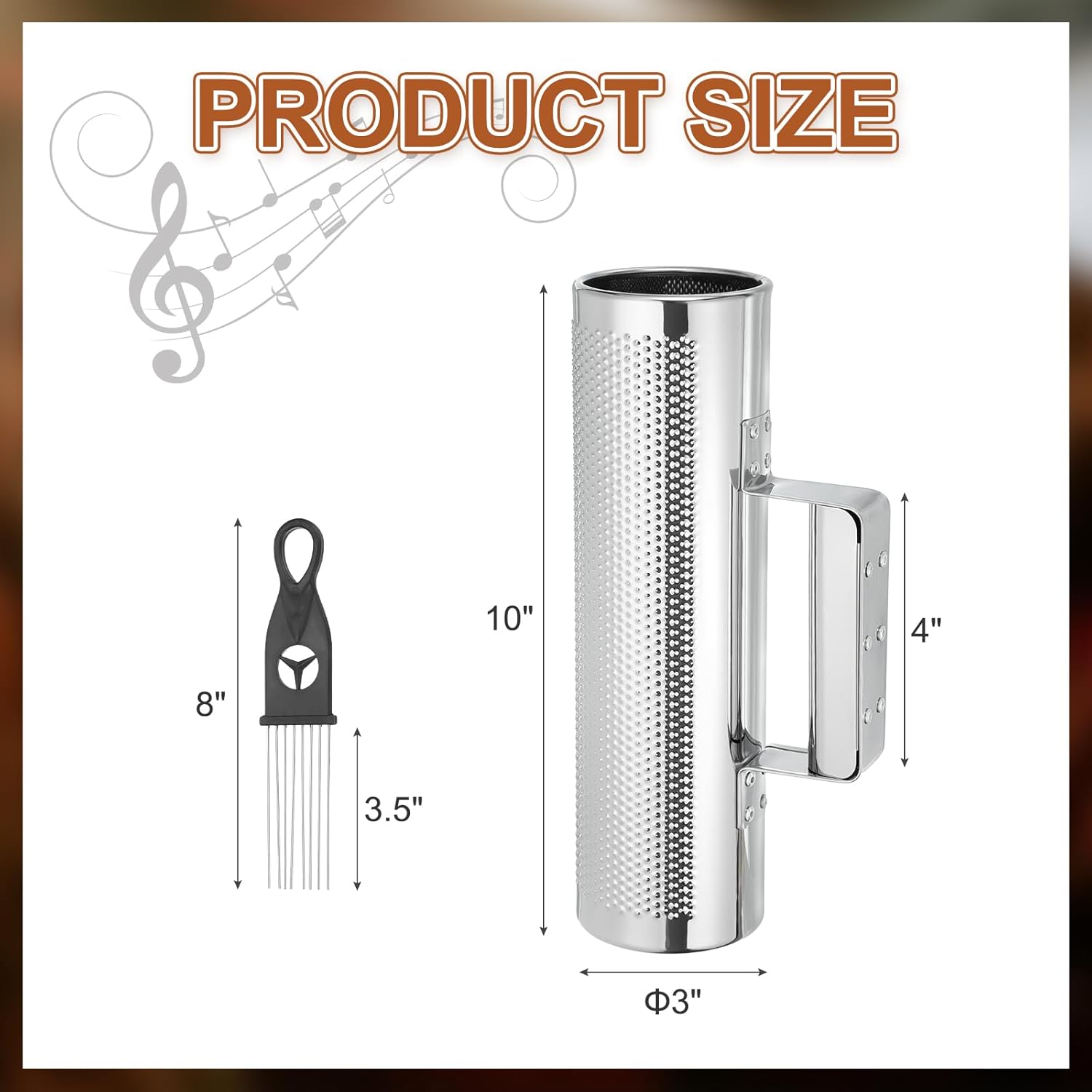 MECCANIXITY Stainless Steel Guiro Shaker Instrument 3" x 10" Latin Percussion Instrument with Scraper Musical Training Tool Metal Guiro for Band Sand Hammer Performance - Image 2
