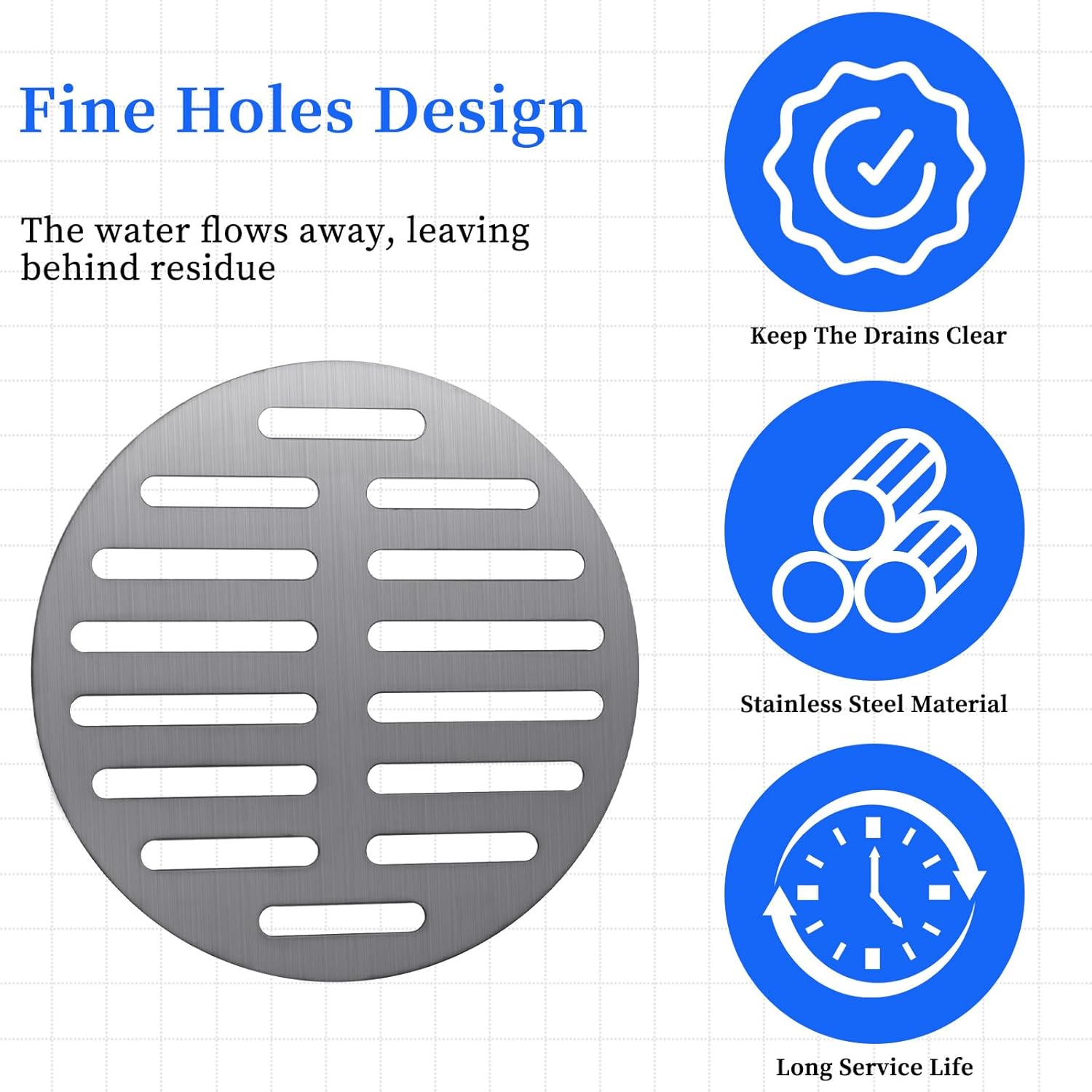 6 Inch Stainless Steel Round Floor Drain Cover Replacement Floor Drainer Drain Protection Cover for Furniture Repair Bathroom Kitchen, Silver - Image 4