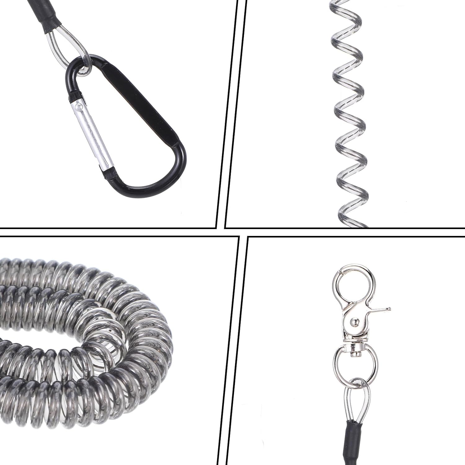 ElevateTech 6 Pack Coiled Fishing Lanyard for Kayak Fly Fishing Lanyards with Clips Heavy Duty Fish Rod Leash Steel Wire Coil Lanyard Kayak Tether Retractable Tool Lanyards for Pliers Boating - Image 6